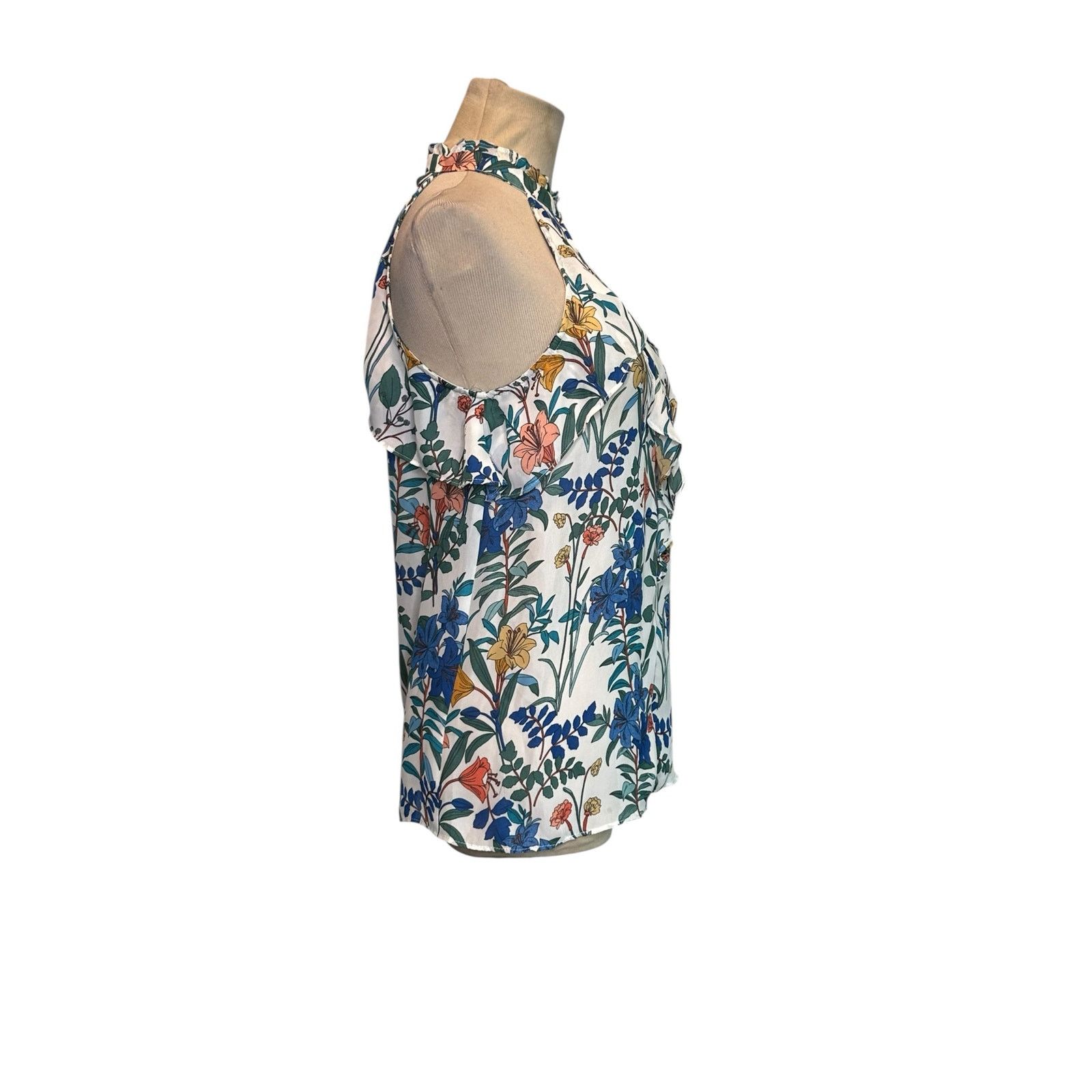 Parker Parker Blue Yellow Floral Sleeveless Blouse size small Size S / US 4 / IT 40 - 9 Thumbnail