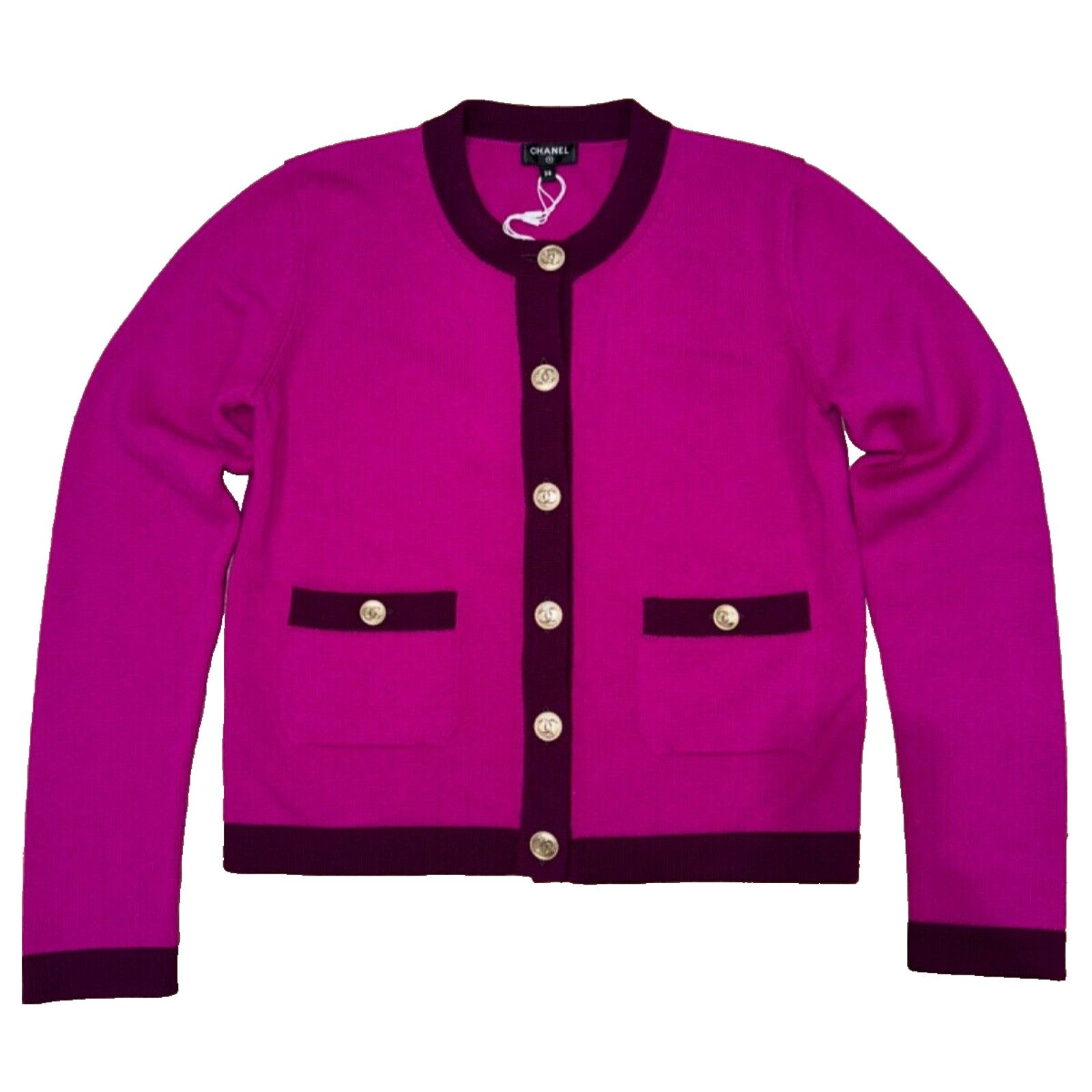 Chanel Chanel 20A Purple Pink Cashmere Gold CC Logo Long Sleeve Size XS / US 0-2 / IT 36-38 - 1 Thumbnail