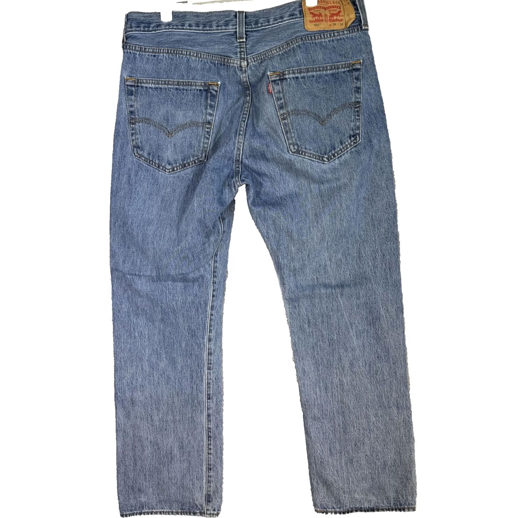 Levi's Levis 501 Jeans Mens 36x30 Blue Denim Straight Leg Button Fly Classic Fit Pants Size US 36 / EU 52 - 2 Thumbnail