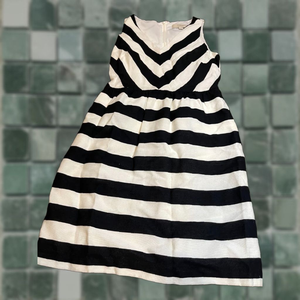 Loft LOFT Ann Taylor Dress Womens Size 4p Petite Knee Length Sleeveless Black & White Striped Shift Dress P Petite Womens Size S / US 4 / IT 40 - 1 Thumbnail