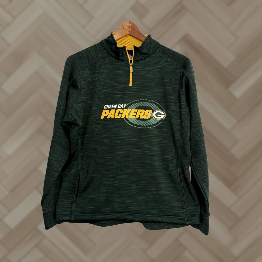 Vintage Majestic Green Bay Packers Womens L Pullover Sweatshirt 1/4 Zip Green Size L / US 10 / IT 46 - 1 Thumbnail