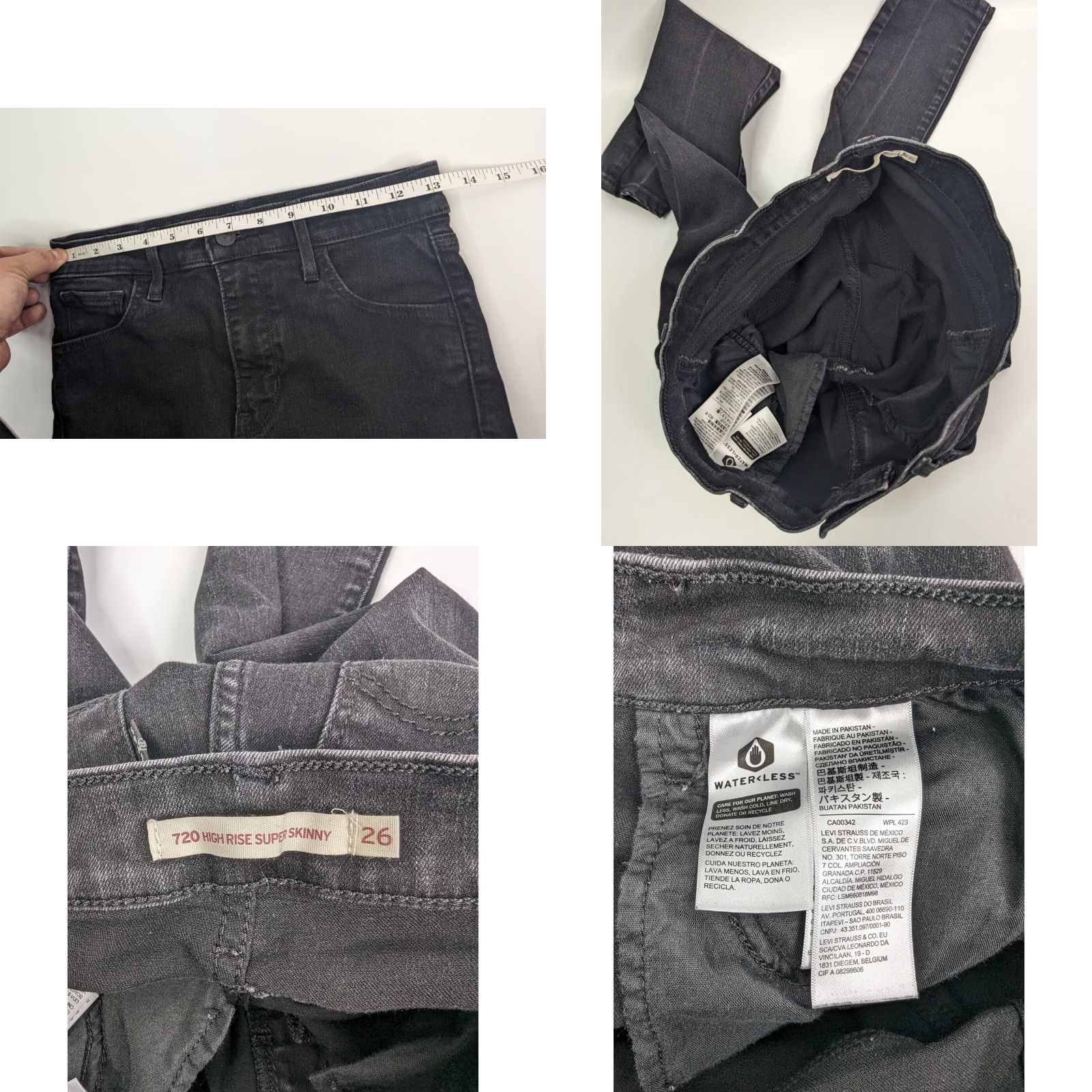 Levi's Levi's Jeans 720 Women 26x28 Black High Rise Super Skinny Stretch Casual Pants Size 26" / US 2 / IT 38 - 8 Thumbnail