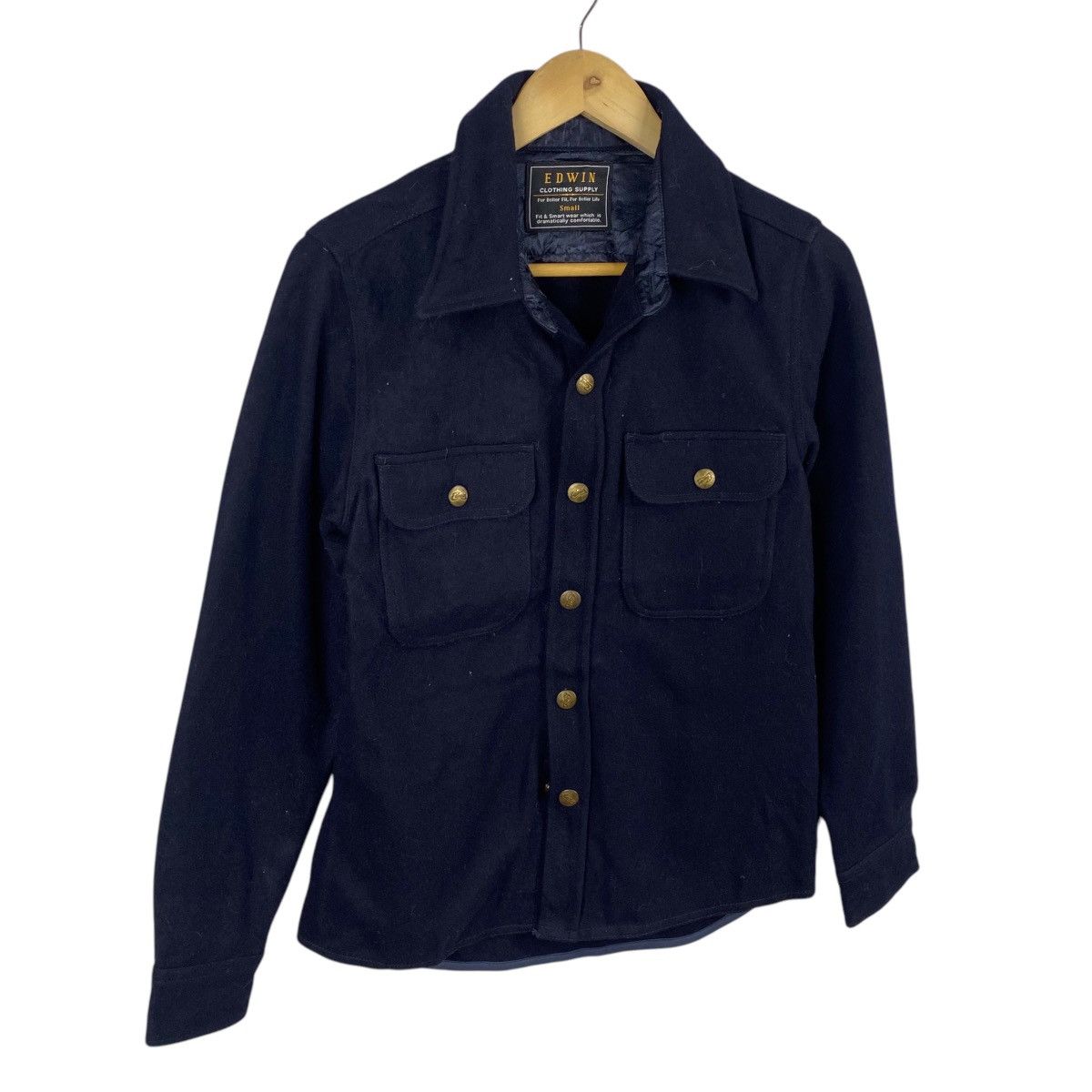 Japanese Brand × Vintage 💥EDWIN WOOL SNAP BUTTON WORKER JACKET Size US S / EU 44-46 / 1 - 3 Thumbnail