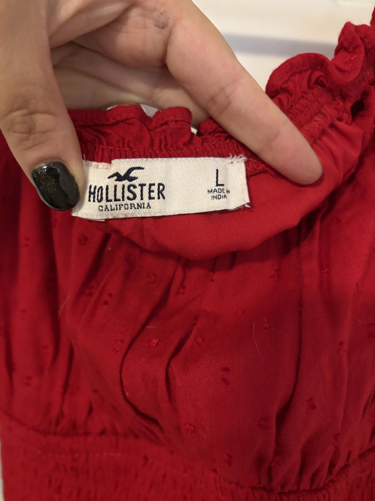 Other NEW Hollister Red Smocked Waist Short Sleeve Peasant Top L Size L / US 10 / IT 46 - 4 Thumbnail