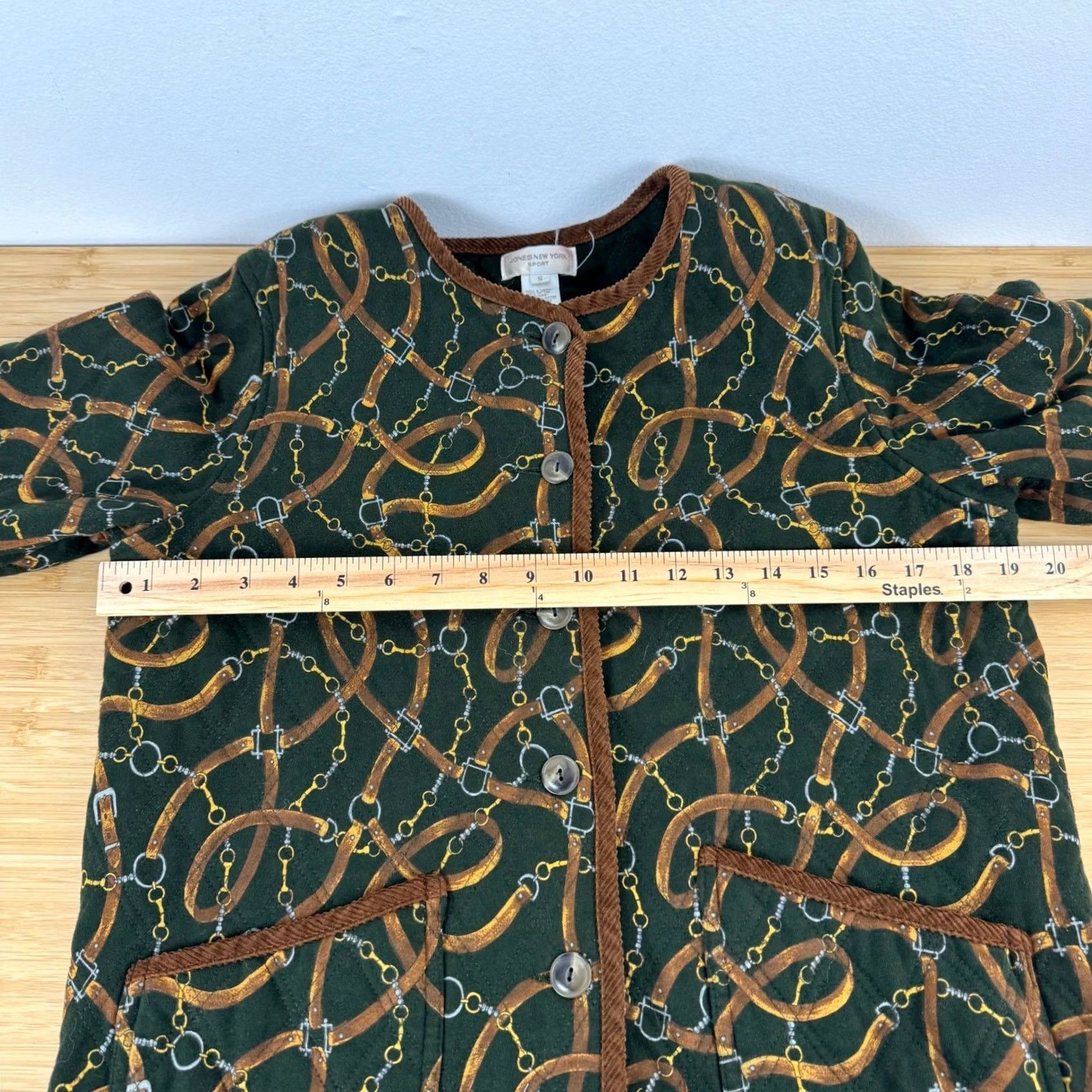 Jones New York VINTAGE Jones New York Sport Quilted Jacket S Equestrian Belt Print Green Brown Size S / US 4 / IT 40 - 4 Thumbnail
