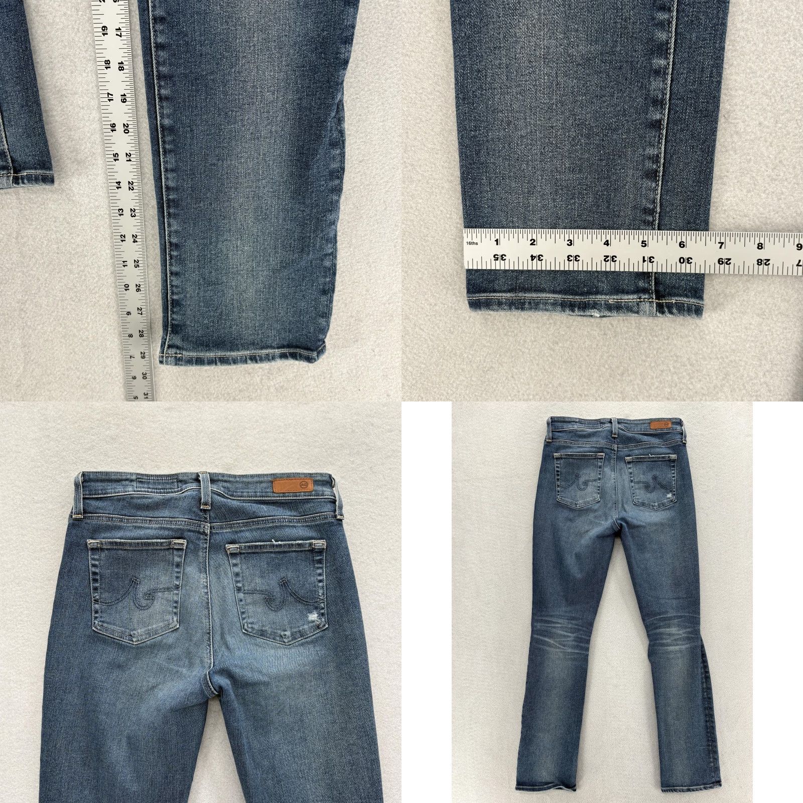 Vintage AG Adriano Goldschmied Mari High Rise Straight Jeans Womens 28 Blue Distressed Jeans Women Straight 28 Blue Distressed Size 28" / US 6 / IT 42 - 8 Thumbnail