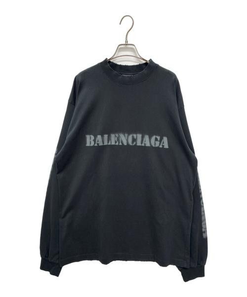 Balenciaga o1bcso1str1125 Stencil Medium Fit Long Sleeve T-Shirt Black Size US M / EU 48-50 / 2 - 1 Thumbnail