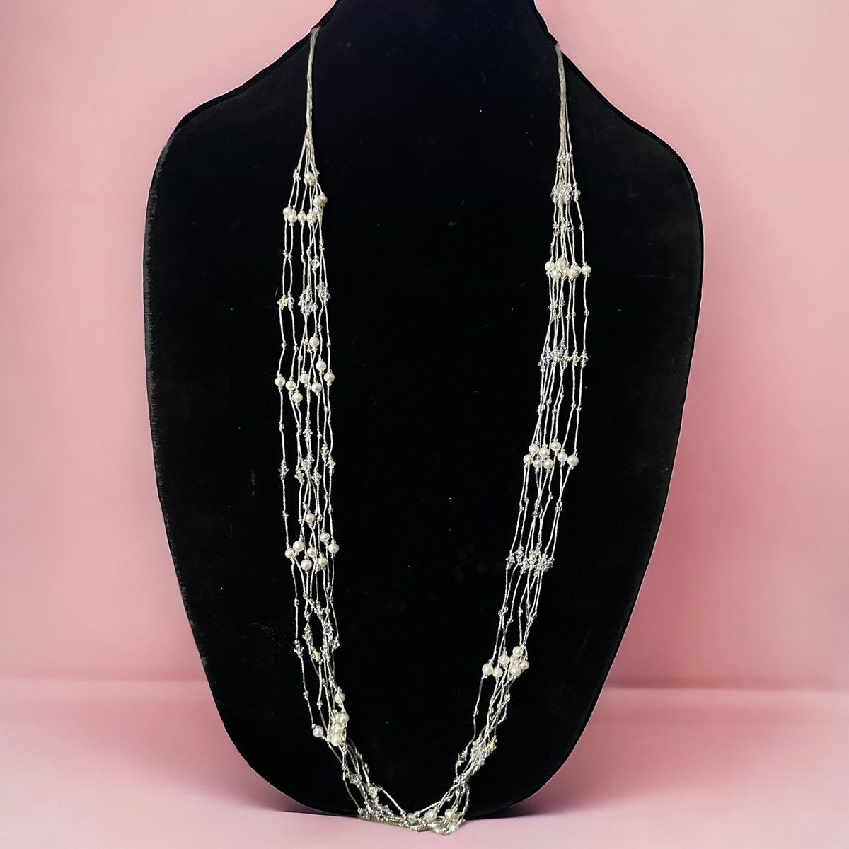 Other Multi strand pearls and Aurora Borealis crystals necklace Size ONE SIZE - 1 Thumbnail