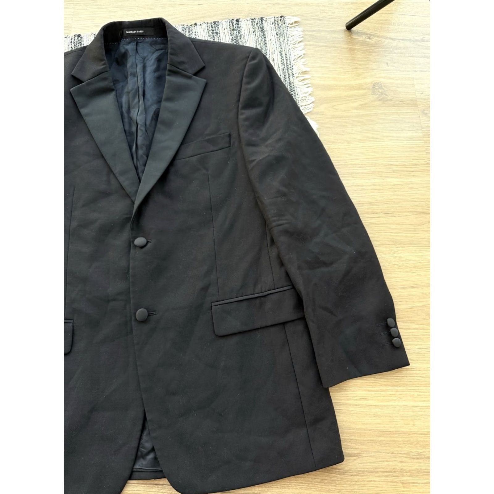Balmain VINTAGE BALMAIN NOVATIONS FLEX Men Blazer Jacket Black Formal Casual 2 Piece M Adults Mens Balmain Blazer 90s Luxury Paris Size 40R - 5 Thumbnail