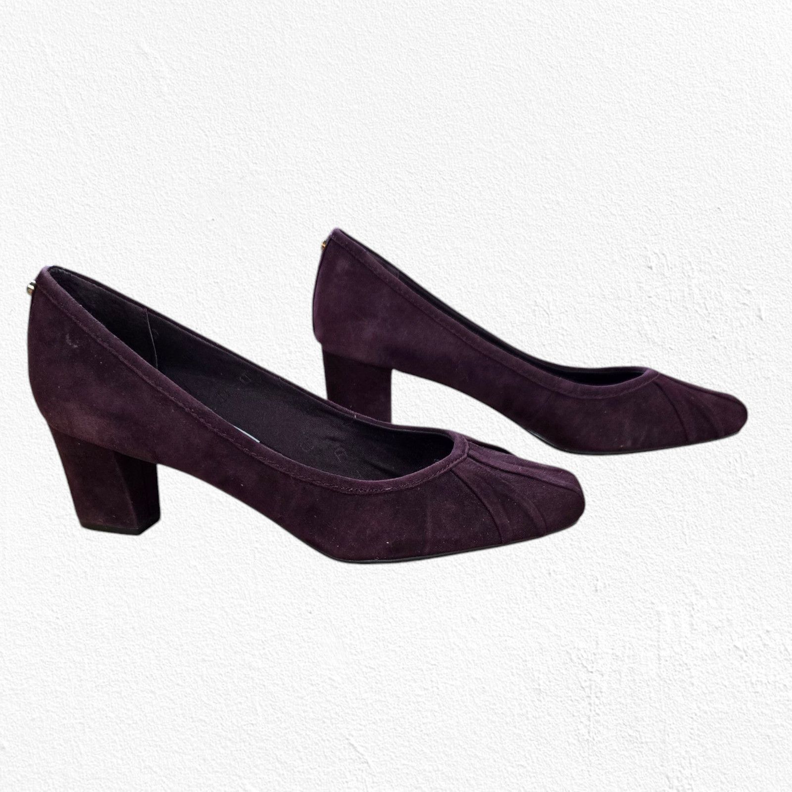 Etienne Aigner Y2K Purple Suede Leather Round Toe Block Heels Size 9.5 Size US 9.5 / IT 39.5 - 2 Thumbnail