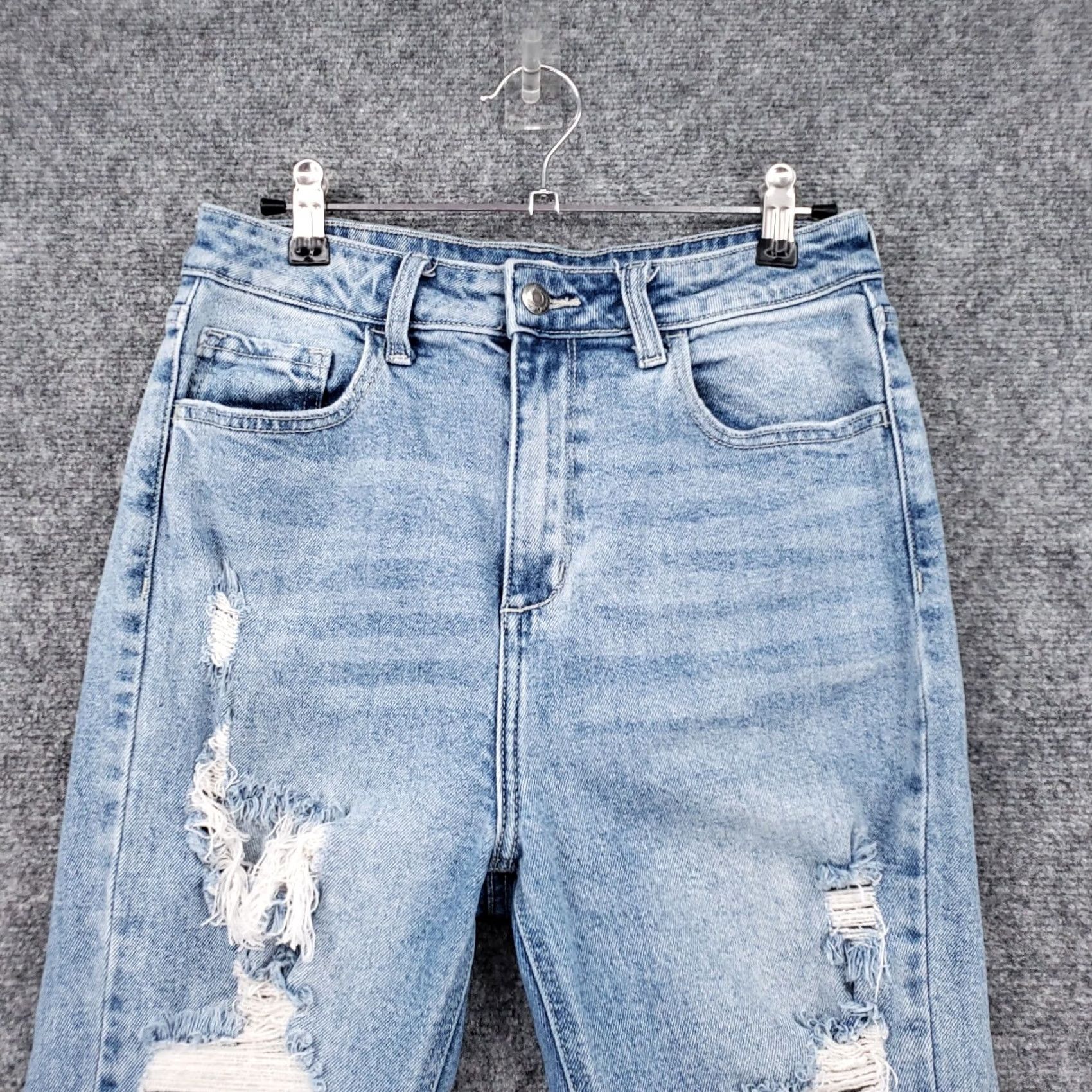 Vintage Cello Jeans Womens 7/28 Junior Mom Crop High Rise Denim Distressed Stretch Blue Size 28" / US 6 / IT 42 - 3 Thumbnail