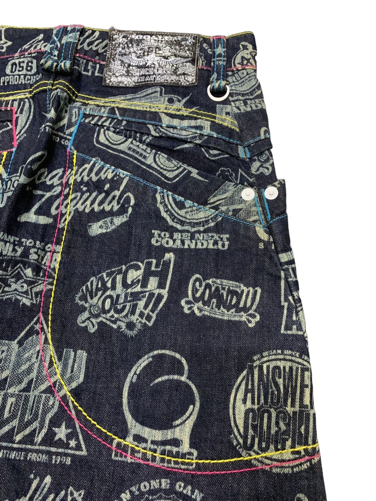 Hysteric Glamour × Japanese Brand Co & Lu Japan Drop Crotch All Over Printed Men Denim Pants Size US 29 - 15 Thumbnail