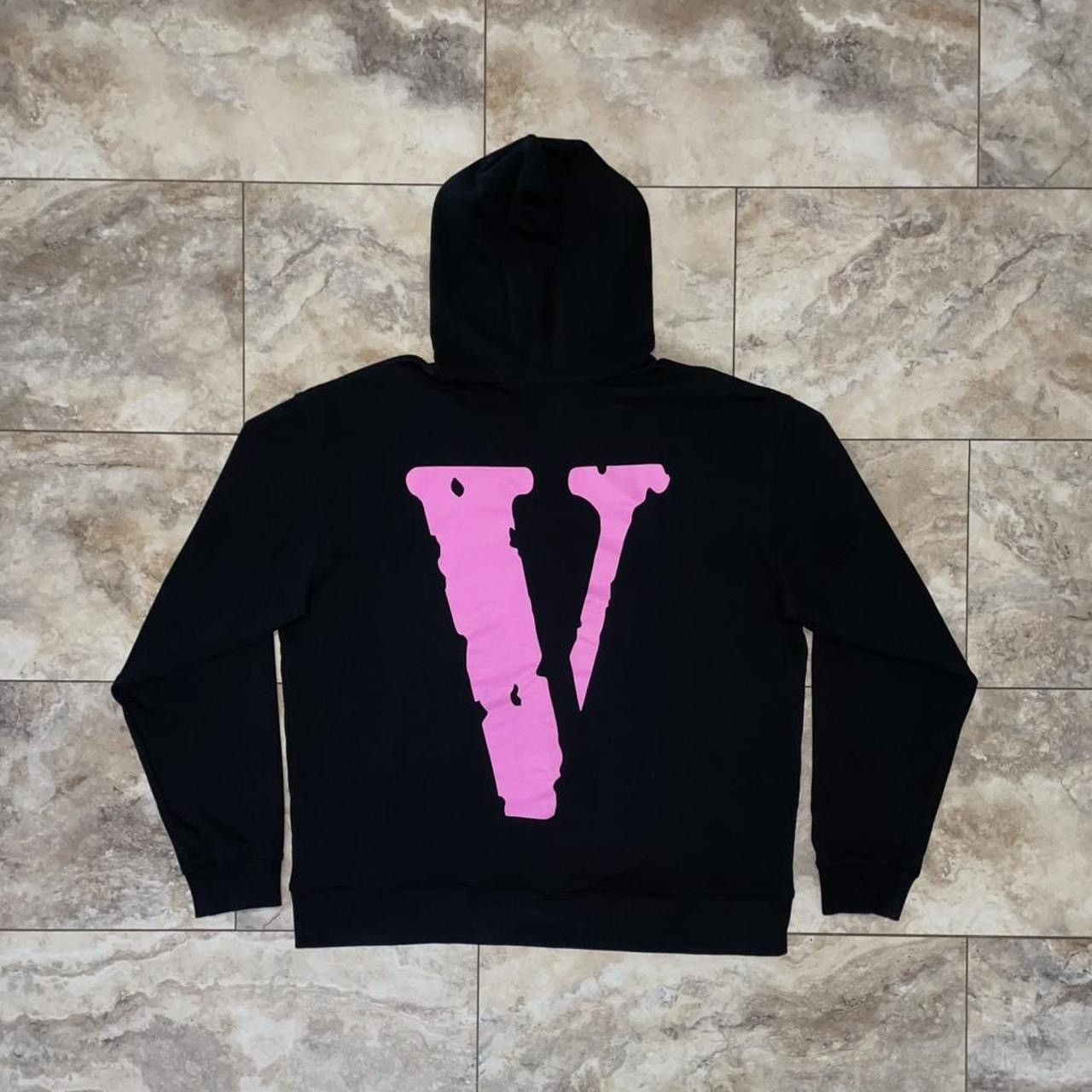 Vlone Pink Staple Black Zip Hoodie Limited Edition Large