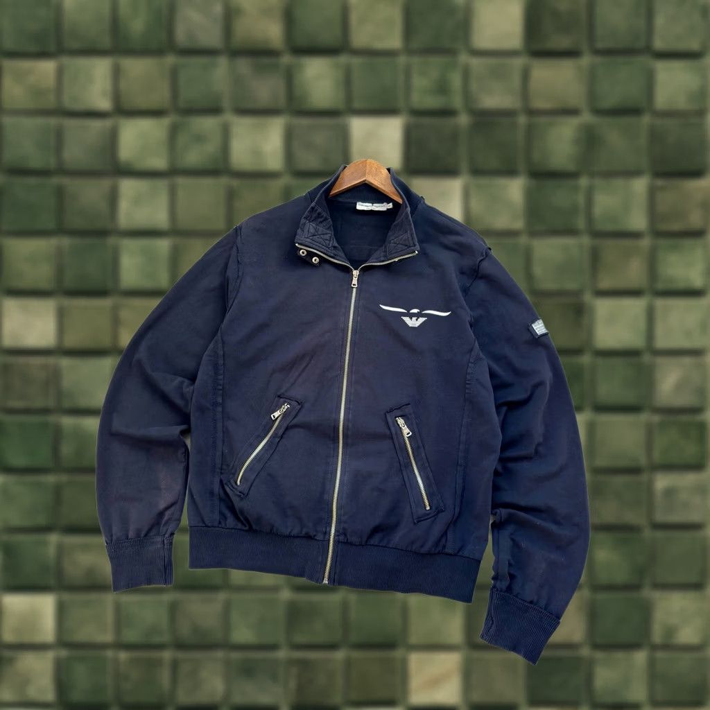 Emporio Armani VINTAGE Emporio Armani Full Zip Pullover Y2K Jacket Big Logo Made In Italy Size M Blue Mens Shirt Size US M / EU 48-50 / 2 - 1 Thumbnail