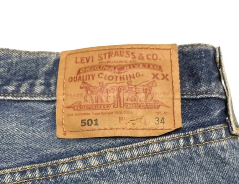 Levi's Vintage Levis 501 Blue Jeans Distressed Nice Design Size US 33 - 6 Thumbnail
