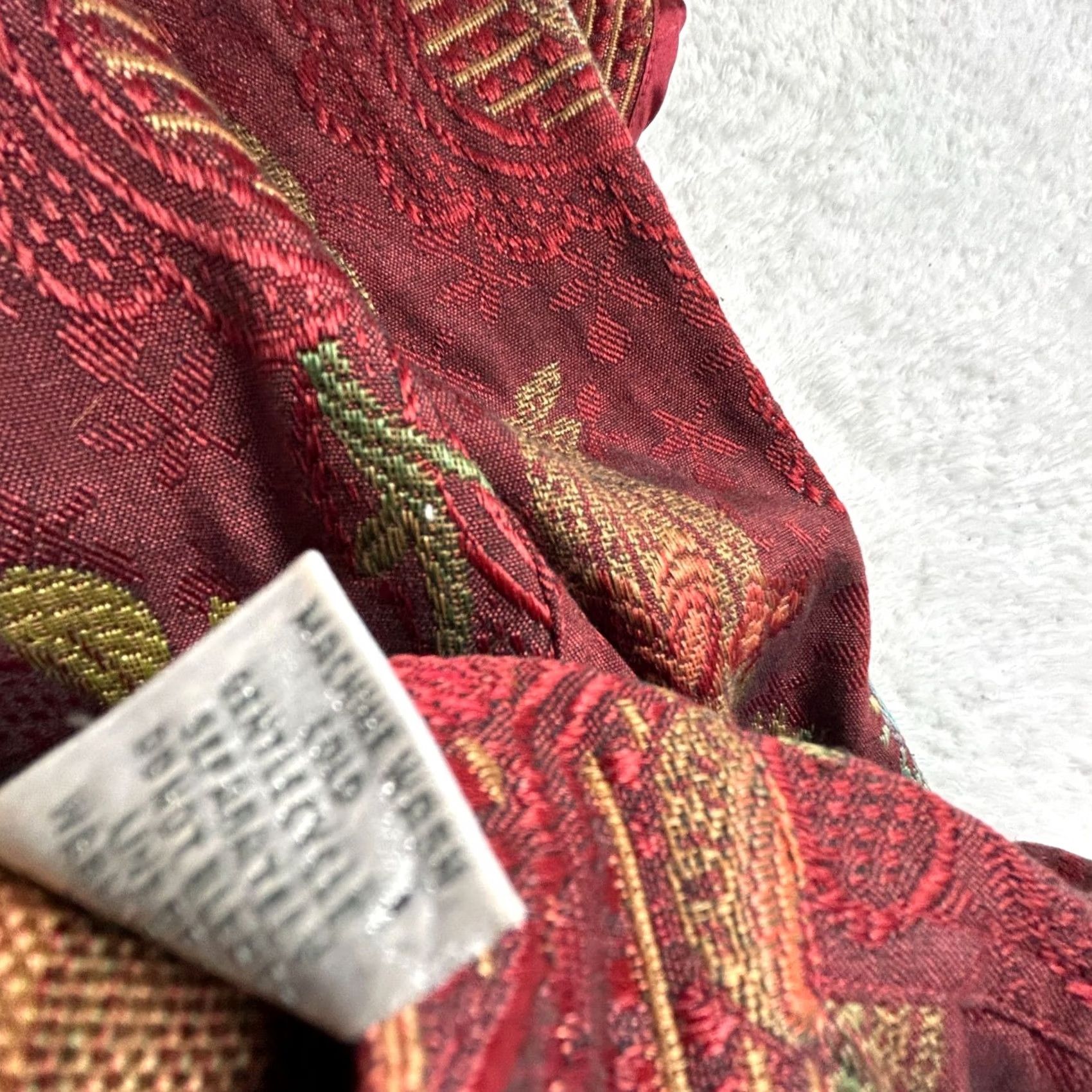 Vintage Chico's Women Red Floral Embroidered Asian Jacket Mandarin Collar Cottage Size 0 Size XS / US 0-2 / IT 36-38 - 4 Thumbnail