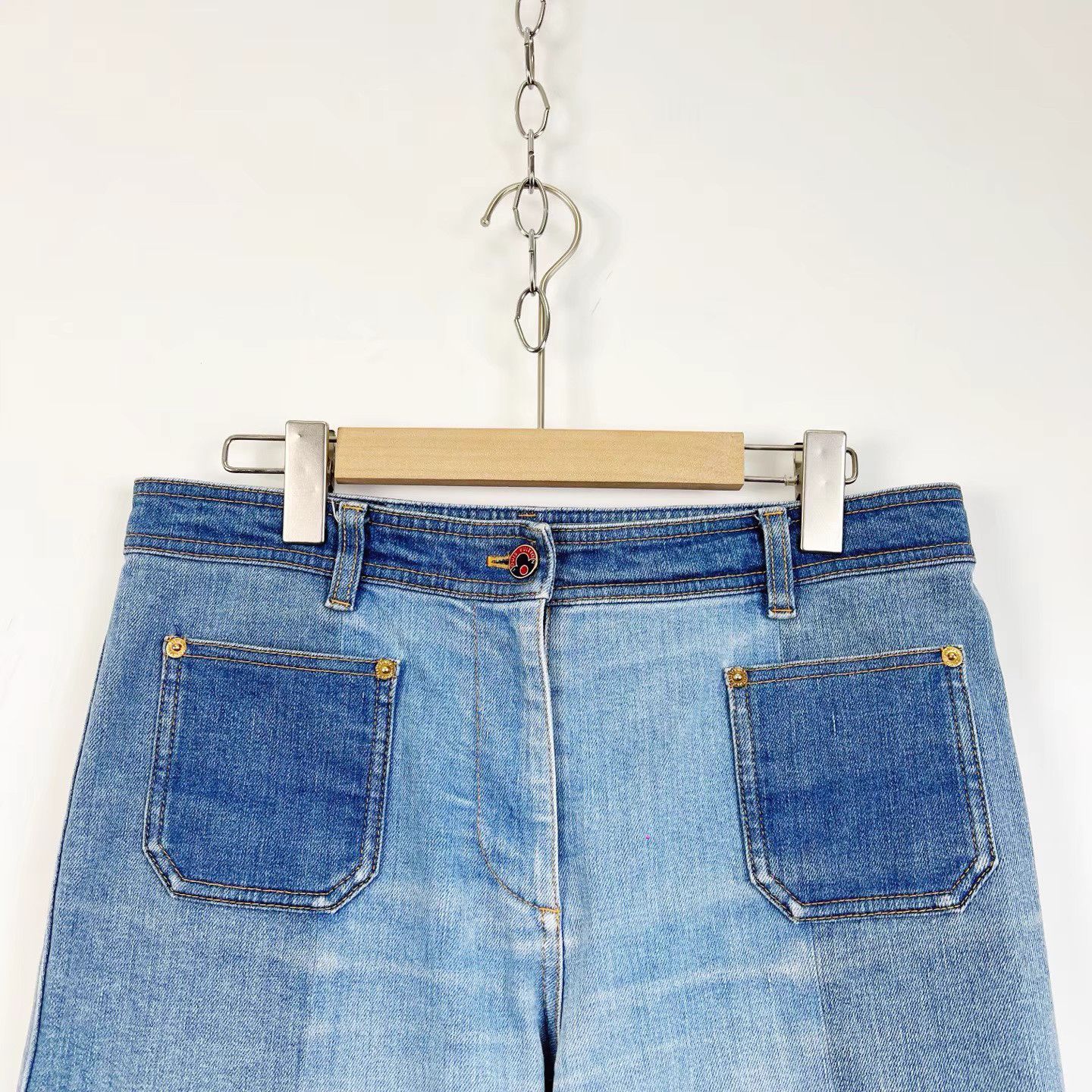 Louis Vuitton LOUIS VUITTON Blue Color Block Pocket Cropped Jeans K12 Size 27" / US 4 / IT 40 - 6 Thumbnail