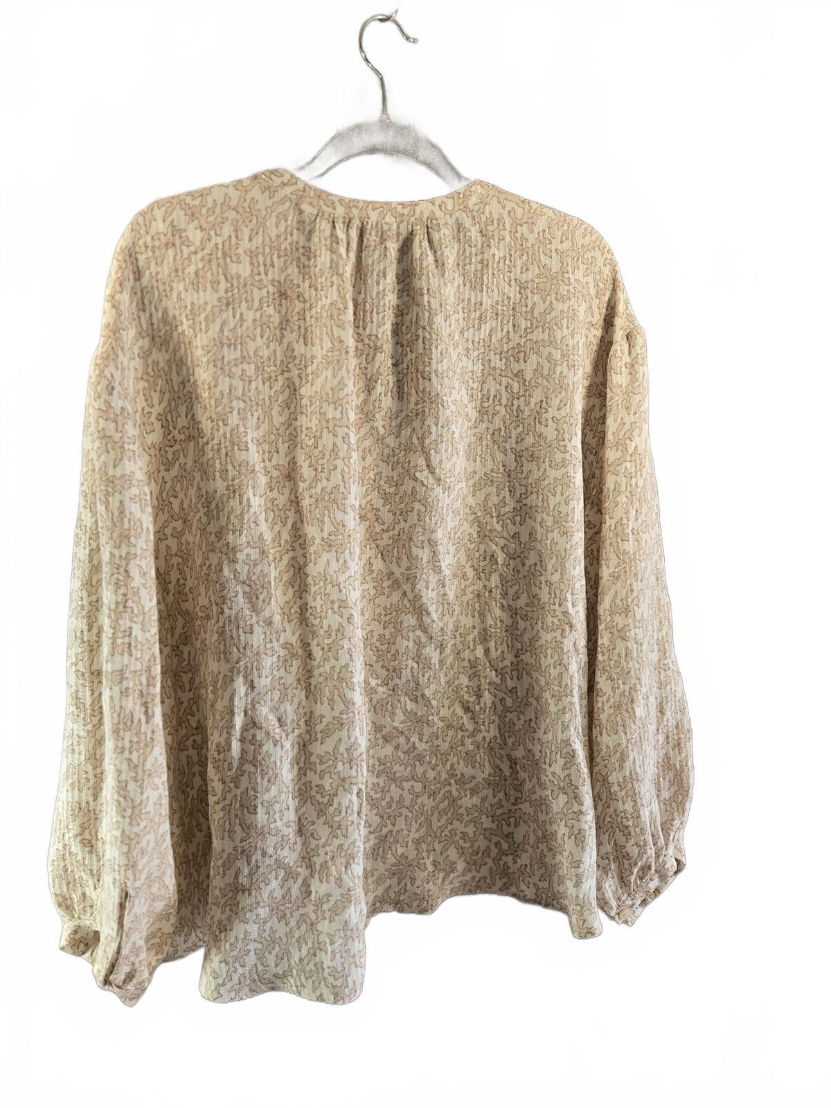 Nordstrom Nordstrom Neutral Beige Silk Blend Split Boho Blouse XXL Size XXL / US 16-18 / IT 52-54 - 3 Thumbnail