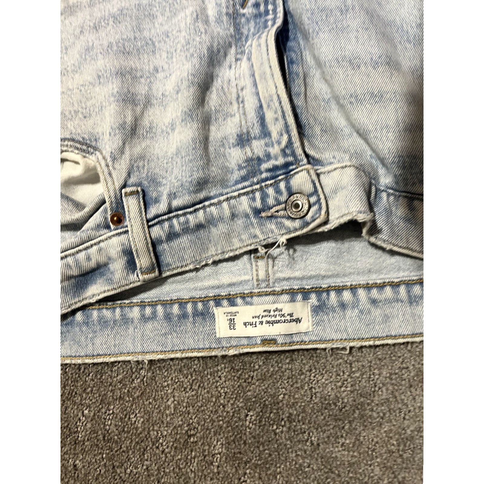 Abercrombie & Fitch Abercrombie & Fitch The'90s Relaxed Jeans Women 33/16 Blue Denim Cotton High Rise Straight 5-Pocket Zipper Button Machine Washable Vintage No/No Size 38" / US 16 / IT 52 - 5 Thumbnail