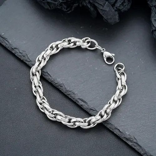 Jewelry Silver Chain Link Bracelet, Chunky Men's Bracelet Size ONE SIZE - 3 Thumbnail