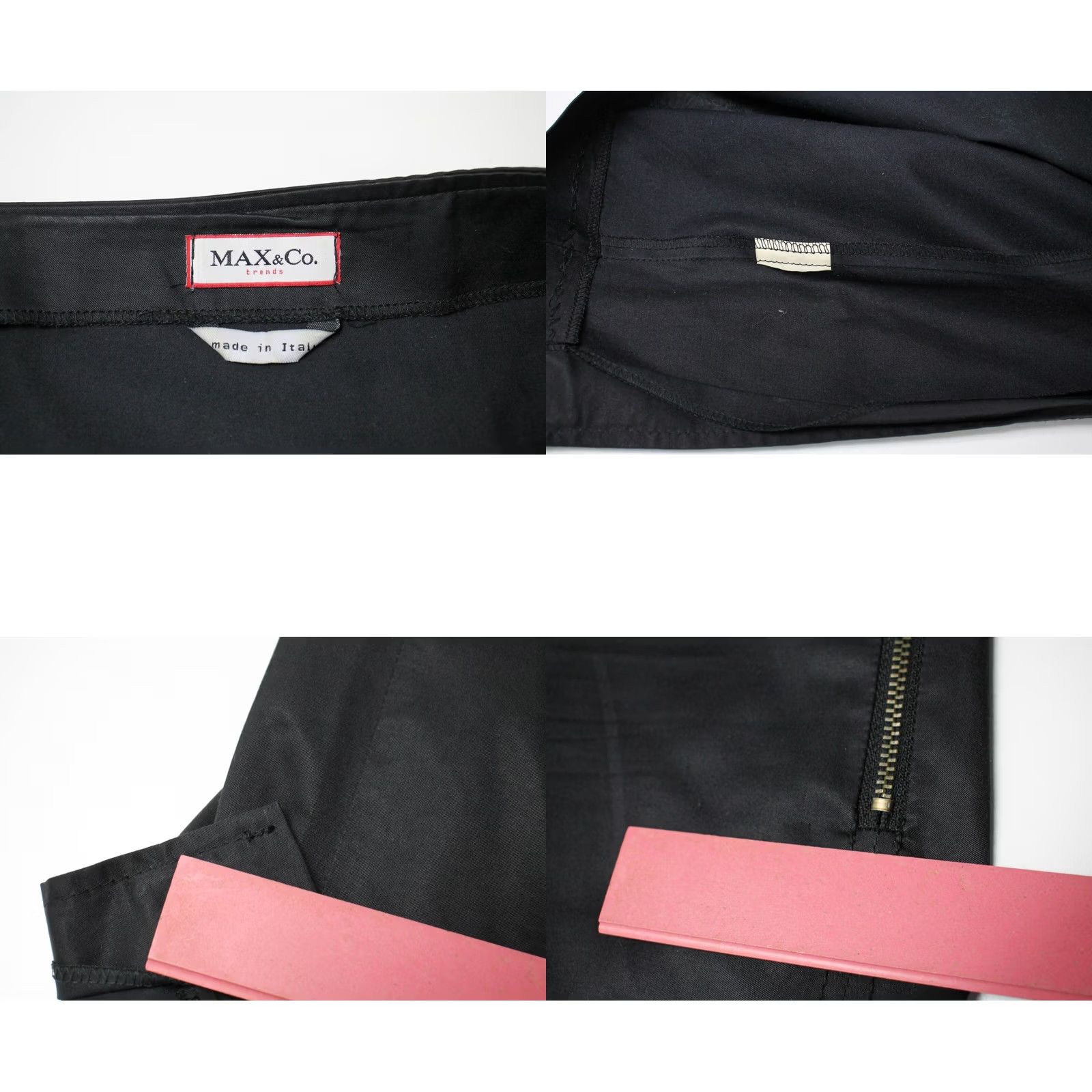 MAX&Co. MAX & CO Trends Skirt Midi Women Medium Black Rivets Zips Side Split Pencil Fashion Size 32" / US 10 / IT 46 - 8 Thumbnail