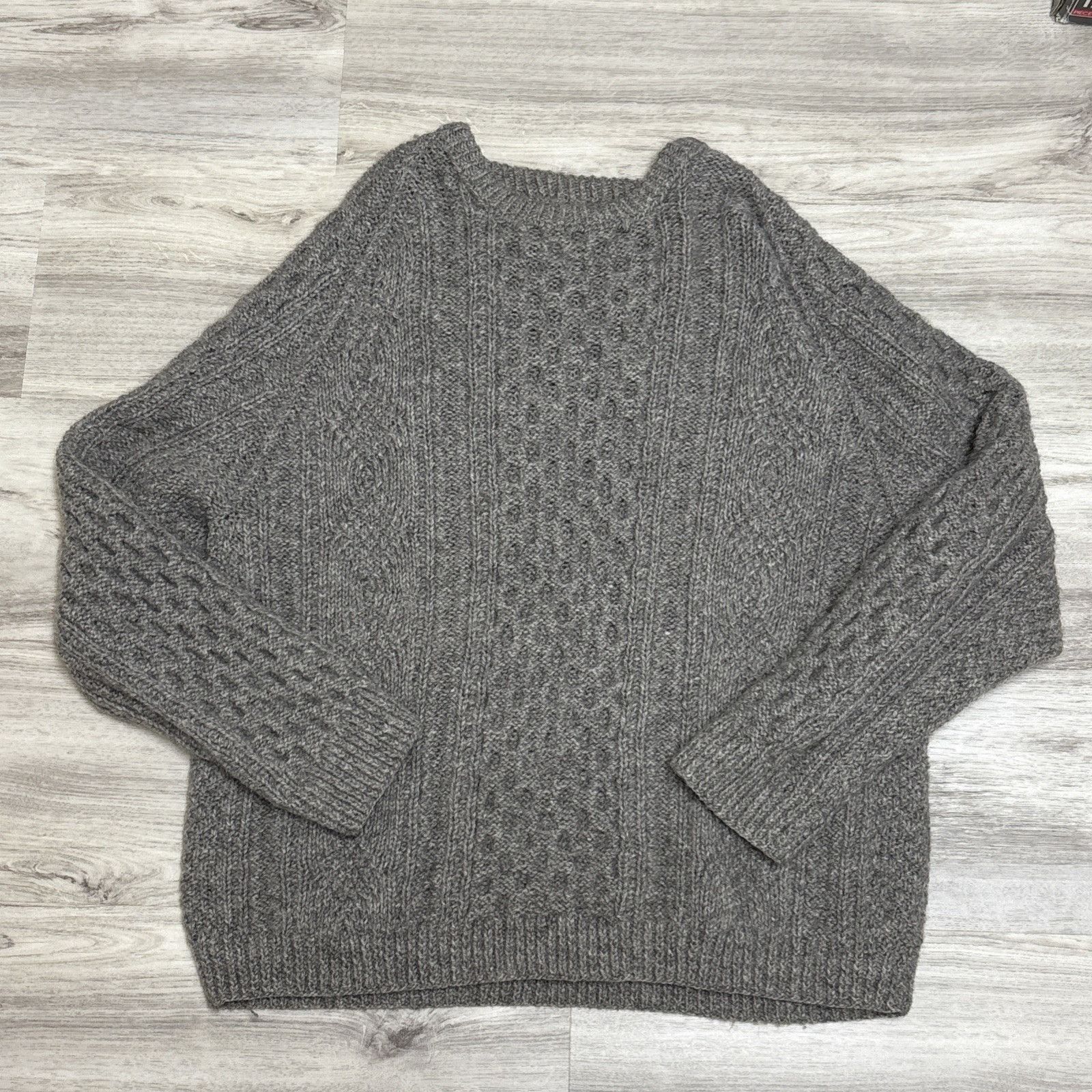Handmade Handmade Fisherman Sweater Mens XL Gray Wool Cable Knit Crew Size US XL / EU 56 / 4 - 6 Thumbnail