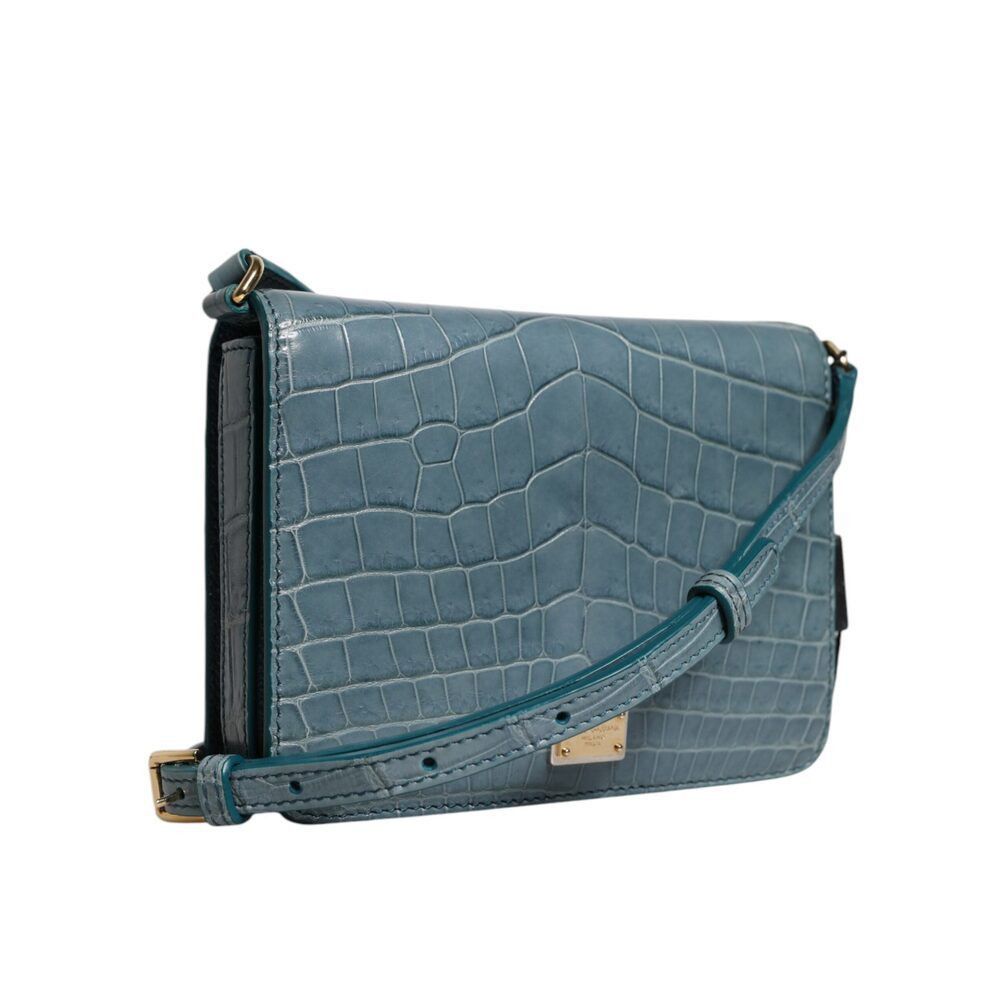 Dolce & Gabbana Dolce & Gabbana Green Exotic Leather DG Plaque Crossbody Min Size ONE SIZE - 4 Thumbnail