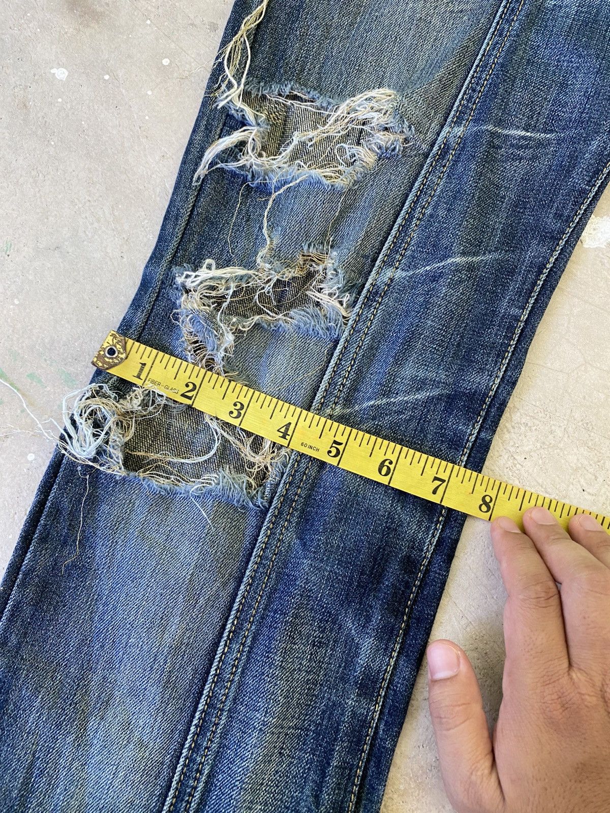 Japanese Brand Buffalo Distressed Flared Denim Jeans Y2K Size US 31 - 19 Thumbnail