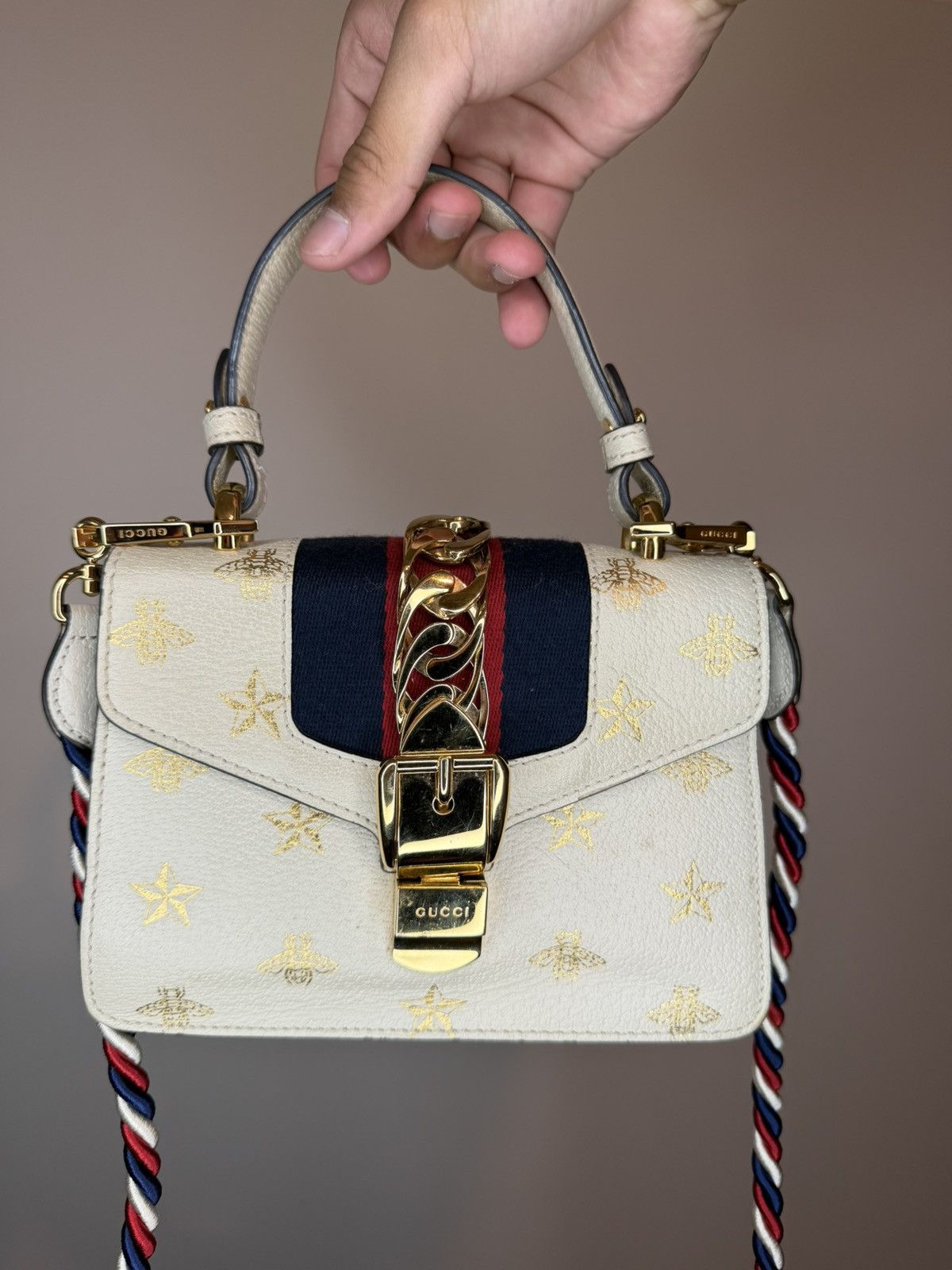 Gucci Gucci Mini Sylvie Calfskin Bee Star Bag Size ONE SIZE - 12 Thumbnail