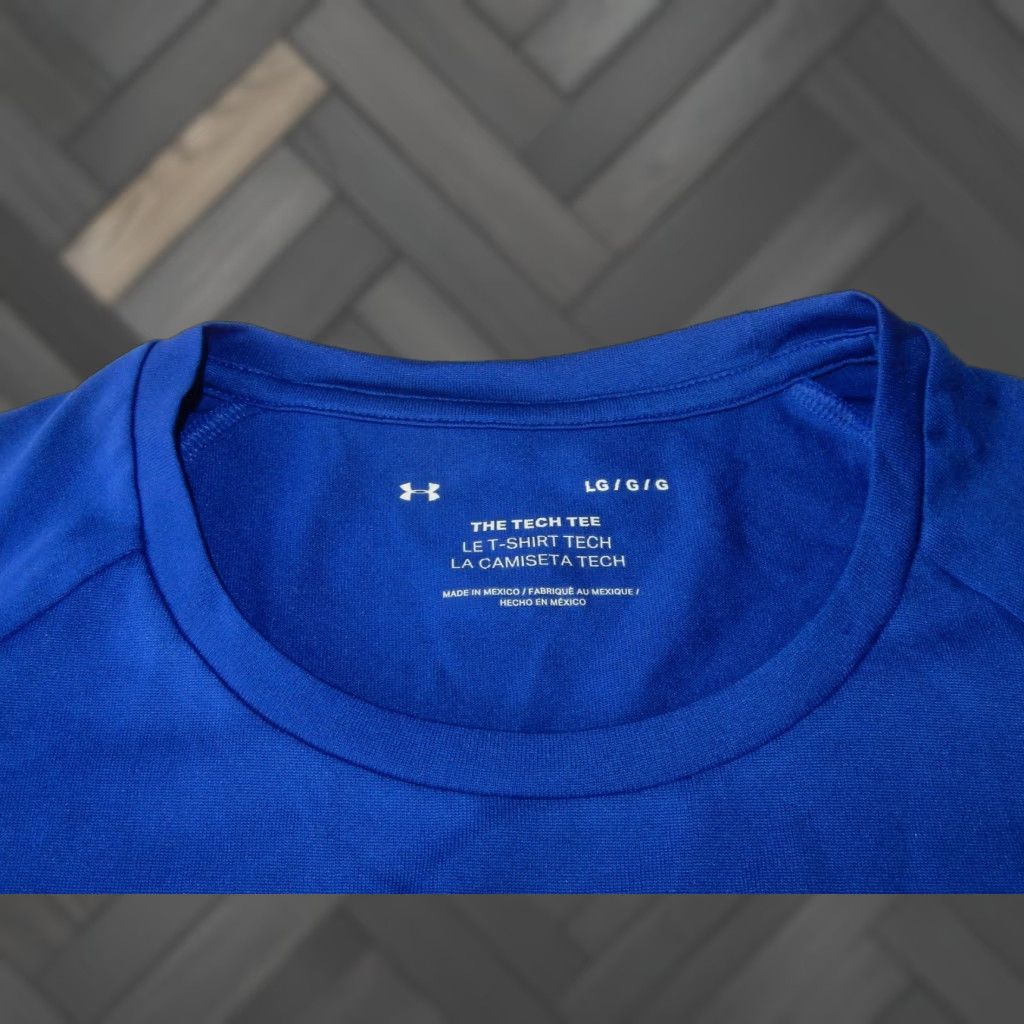 Under Armour Under Armour Men's T-Shirt Size L Tech Tee Blue Short Sleeve Activewear Polyester Adult Mens Size US L / EU 52-54 / 3 - 1 Thumbnail