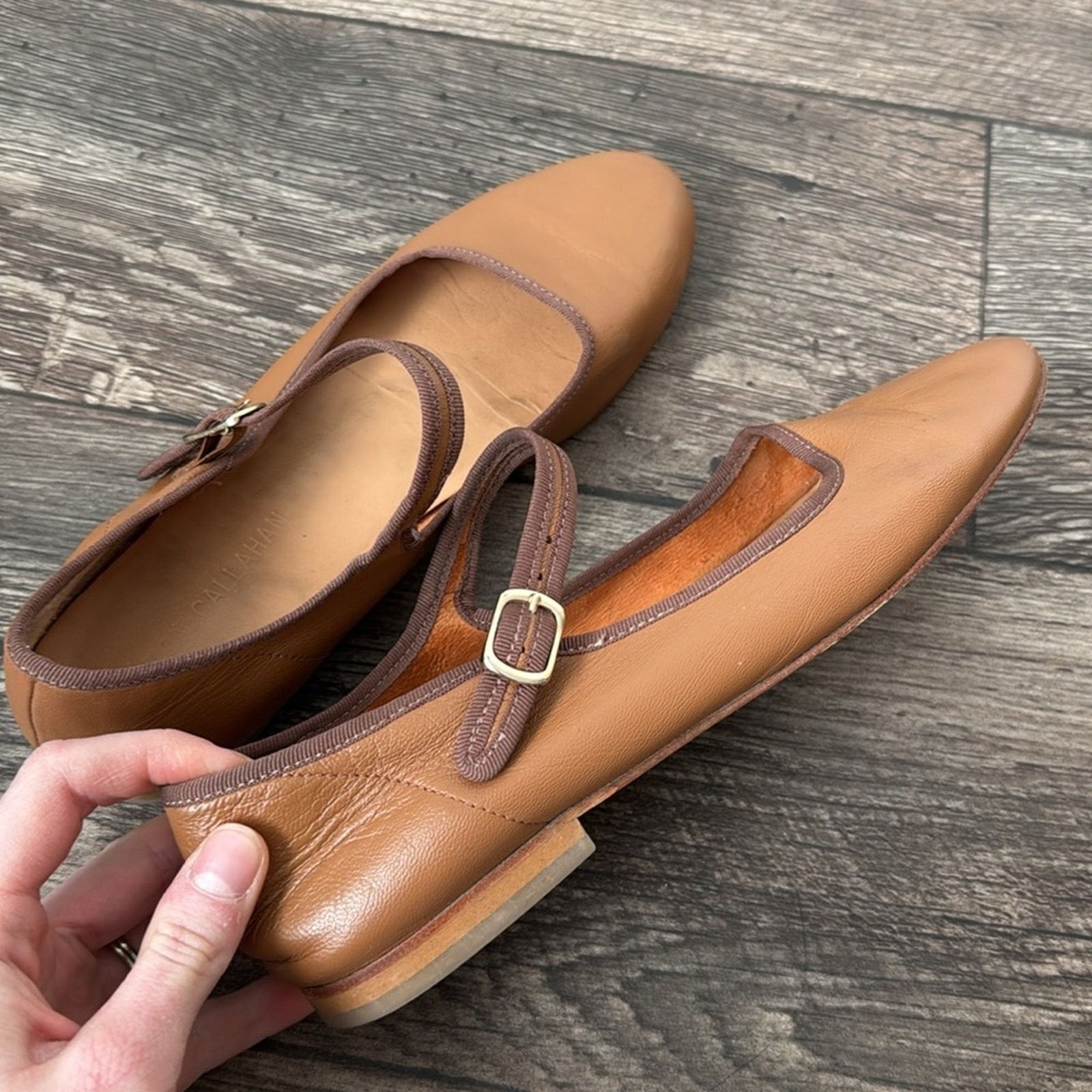 Caron Callahan Caron Callahan 37.5 Leather Mary Jane Shoes in Cognac Brown Size US 7 / IT 37 - 7 Thumbnail