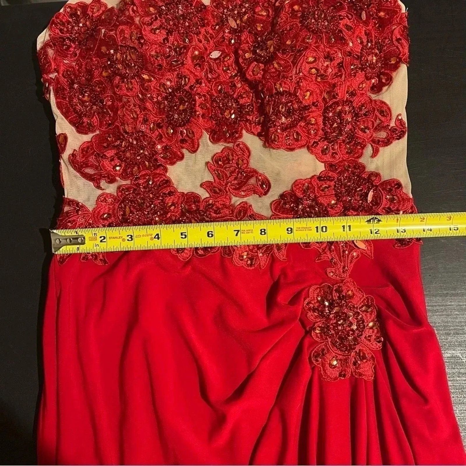 Other Nina Nischelle Red Floral Sheer Cocktail Prom Dress Sz 12 Size XL / US 12-14 / IT 48-50 - 7 Thumbnail