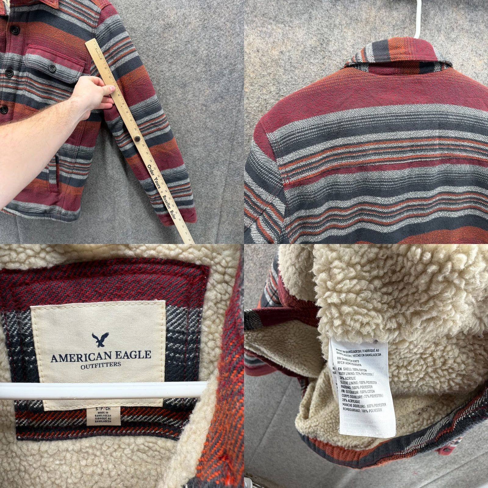 American Eagle Outfitters VINTAGE American Eagle Outfitters Shirt Jacket Men L Red Plaid Flannel Sherpa Lined Warm долг Size US L / EU 52-54 / 3 - 8 Thumbnail