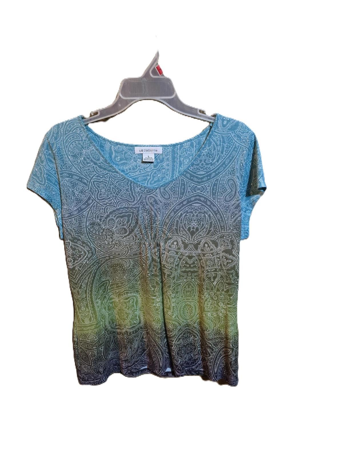 Other Liz Claiborne Green Multicolor Pullover Top Size L / US 10 / IT 46 - 1 Thumbnail