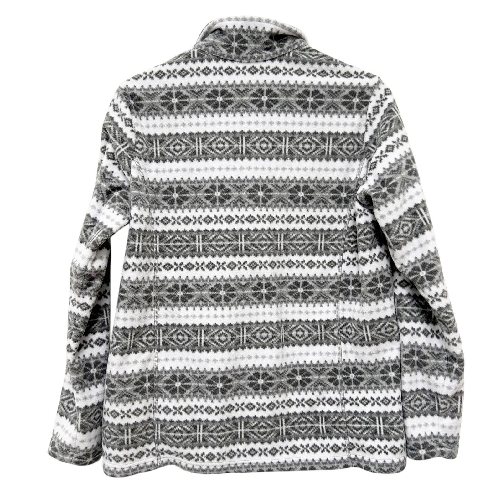 Lands' End Lands End Gray White Fair Isle Fleece Quarter Zip Sweater M Size M / US 6-8 / IT 42-44 - 4 Thumbnail