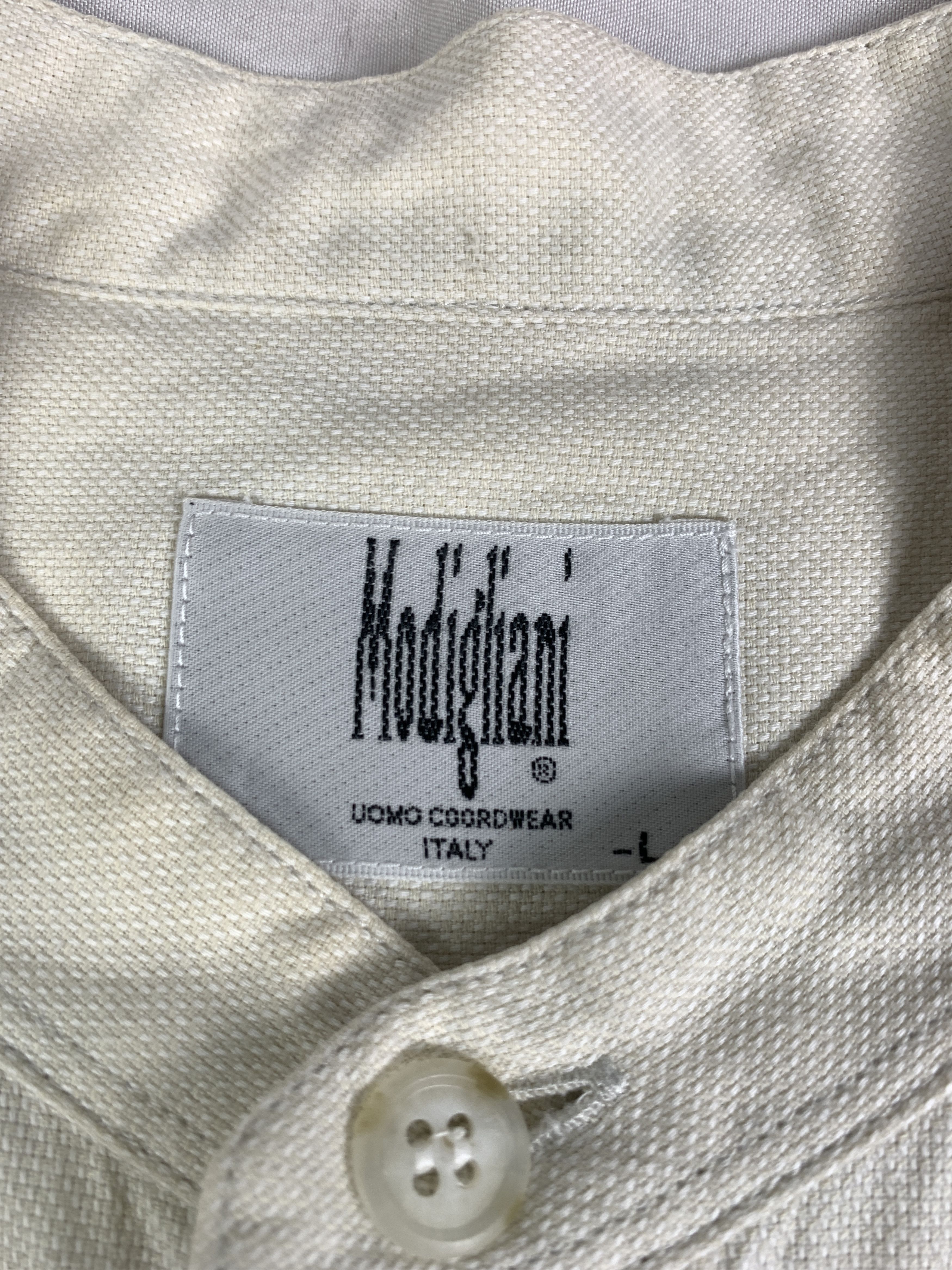 Japanese Brand Modigliani Off-white Mandarin Collar Shirt (L) Size US L / EU 52-54 / 3 - 6 Thumbnail