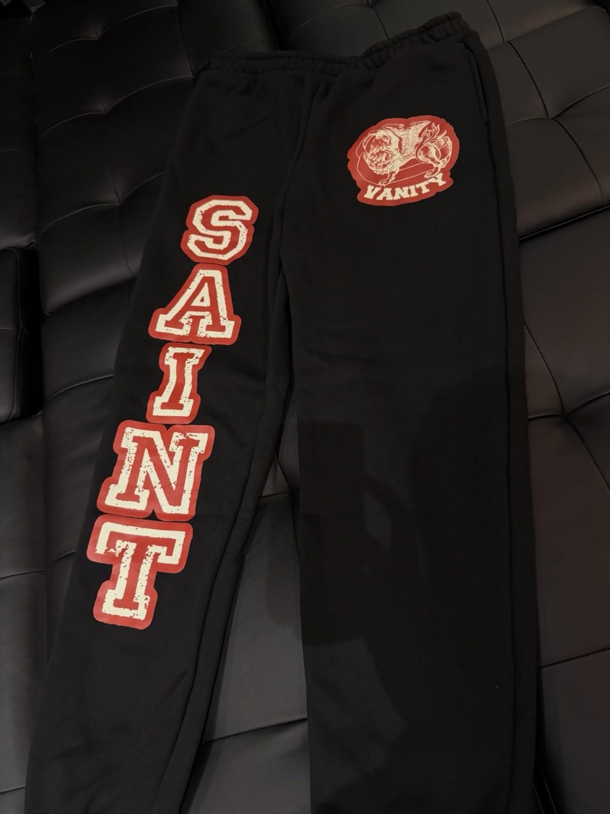 Saint Vanity Size Large - Saint Vanity Varsity Sweatpants Black Red NEW Size US 34 / EU 50 - 4 Thumbnail