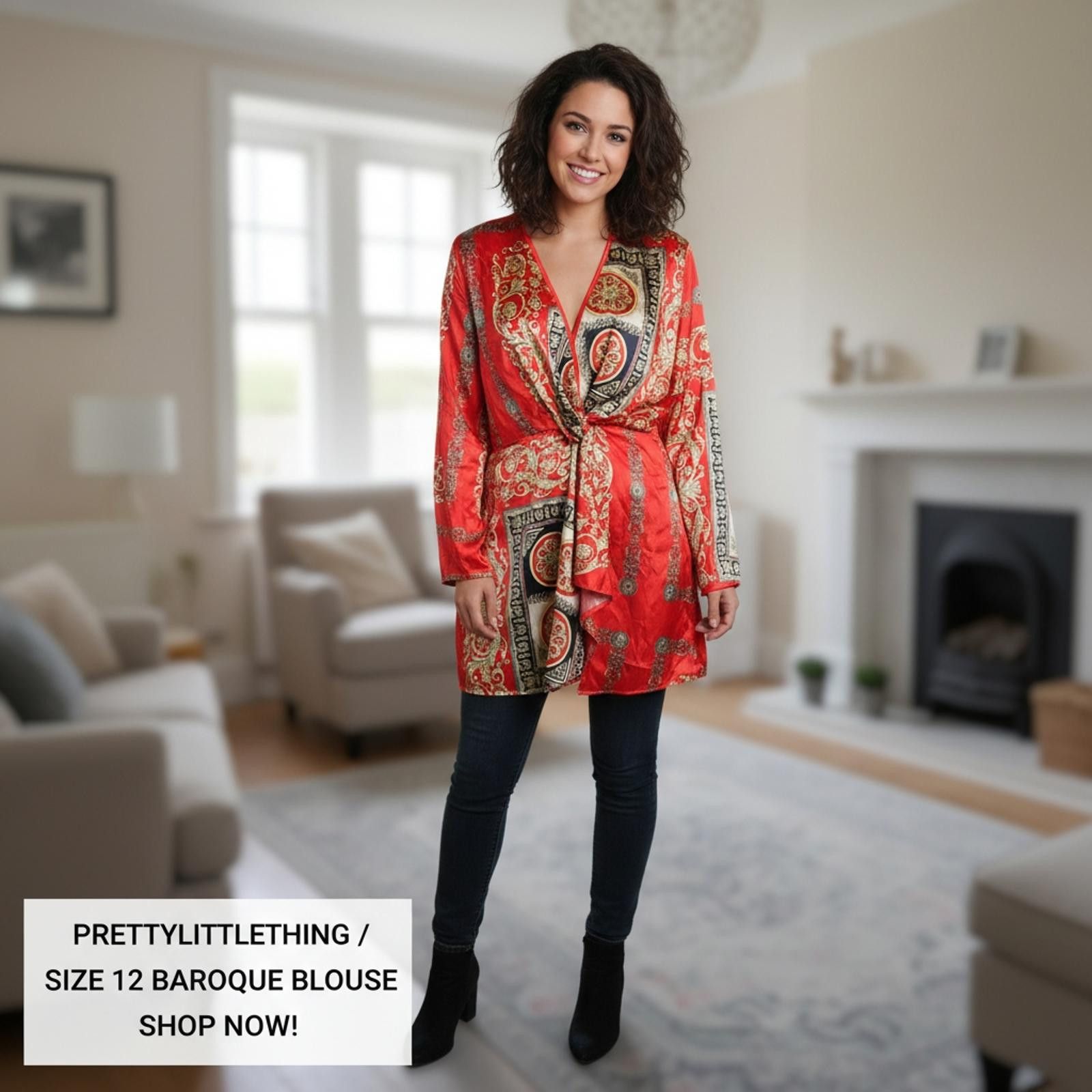 Other PrettyLittleThing Size 12 Baroque Print Blouse Size XL / US 12-14 / IT 48-50 - 1 Thumbnail