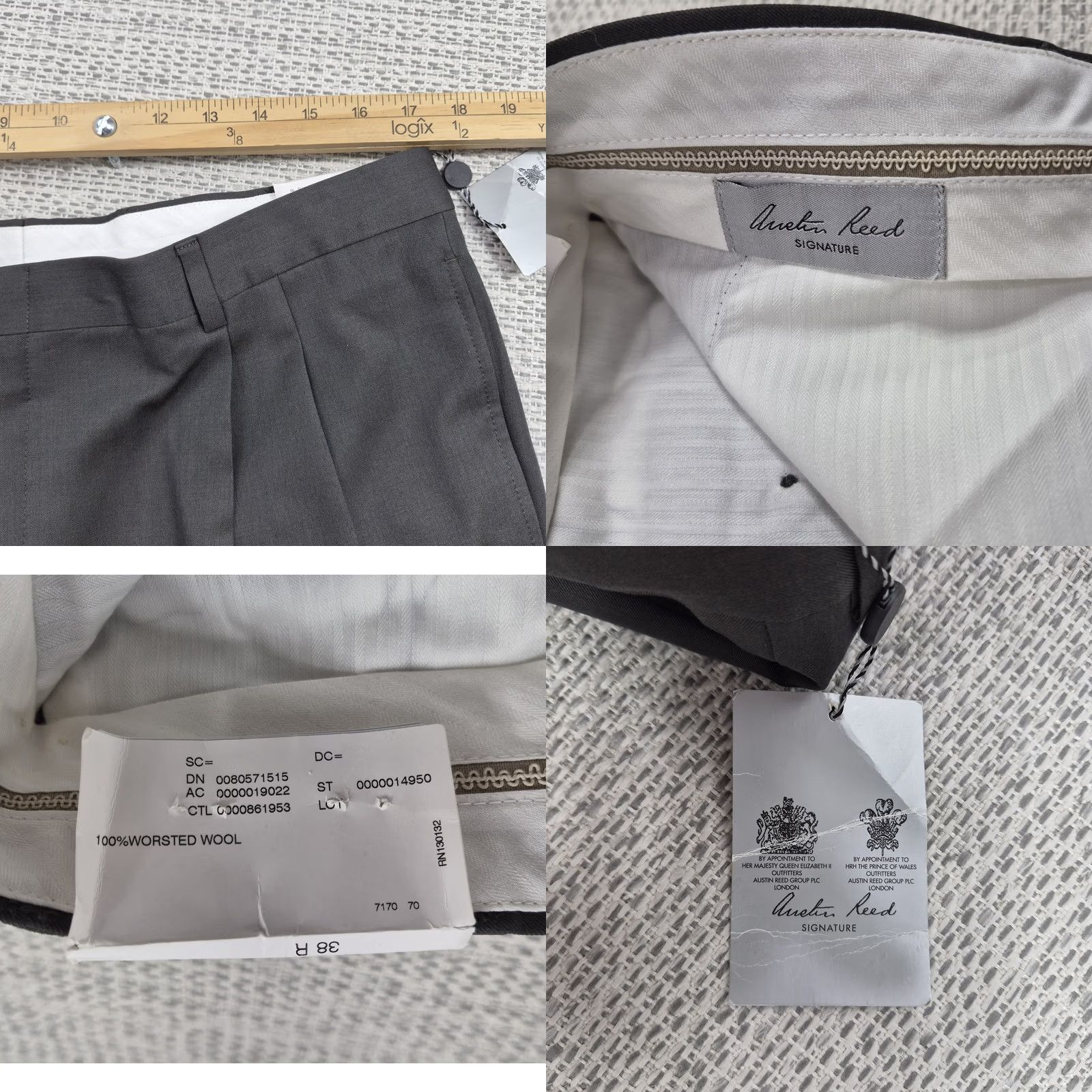 Austin Reed Austin Reed Signature Dress Pants Mens 38 Gray Wool Pleated Classic Unfinished Inseam Hem Zip Front Pockets Straight Leg Slim Fit Men Dress Pants Size US 38 / EU 54 - 8 Thumbnail