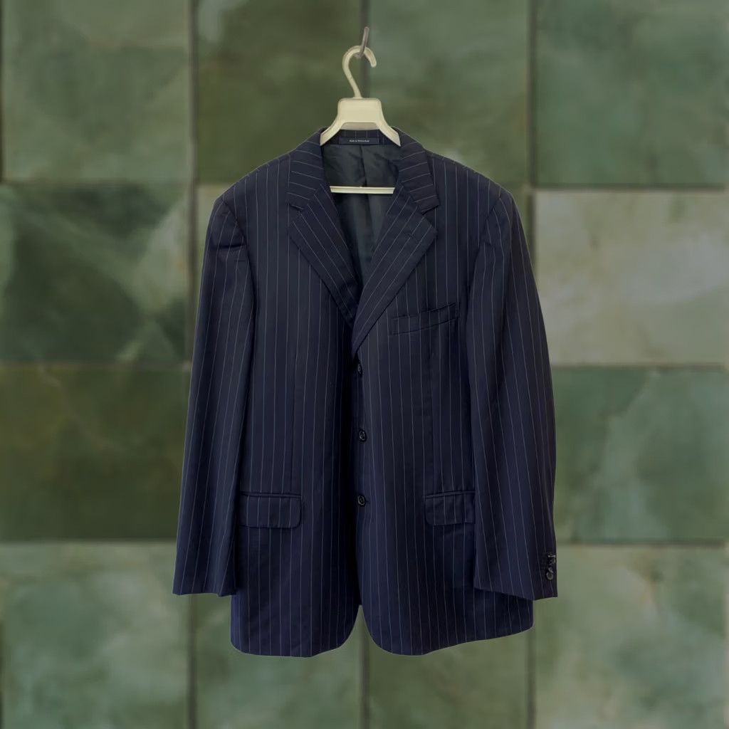 Ermenegildo Zegna VINTAGE Ermenegildo Zegna Blazer 46R Su Misura Trofeo Pinstripe Navy Switzerland 2 Piece Mens Size 46R - 1 Thumbnail