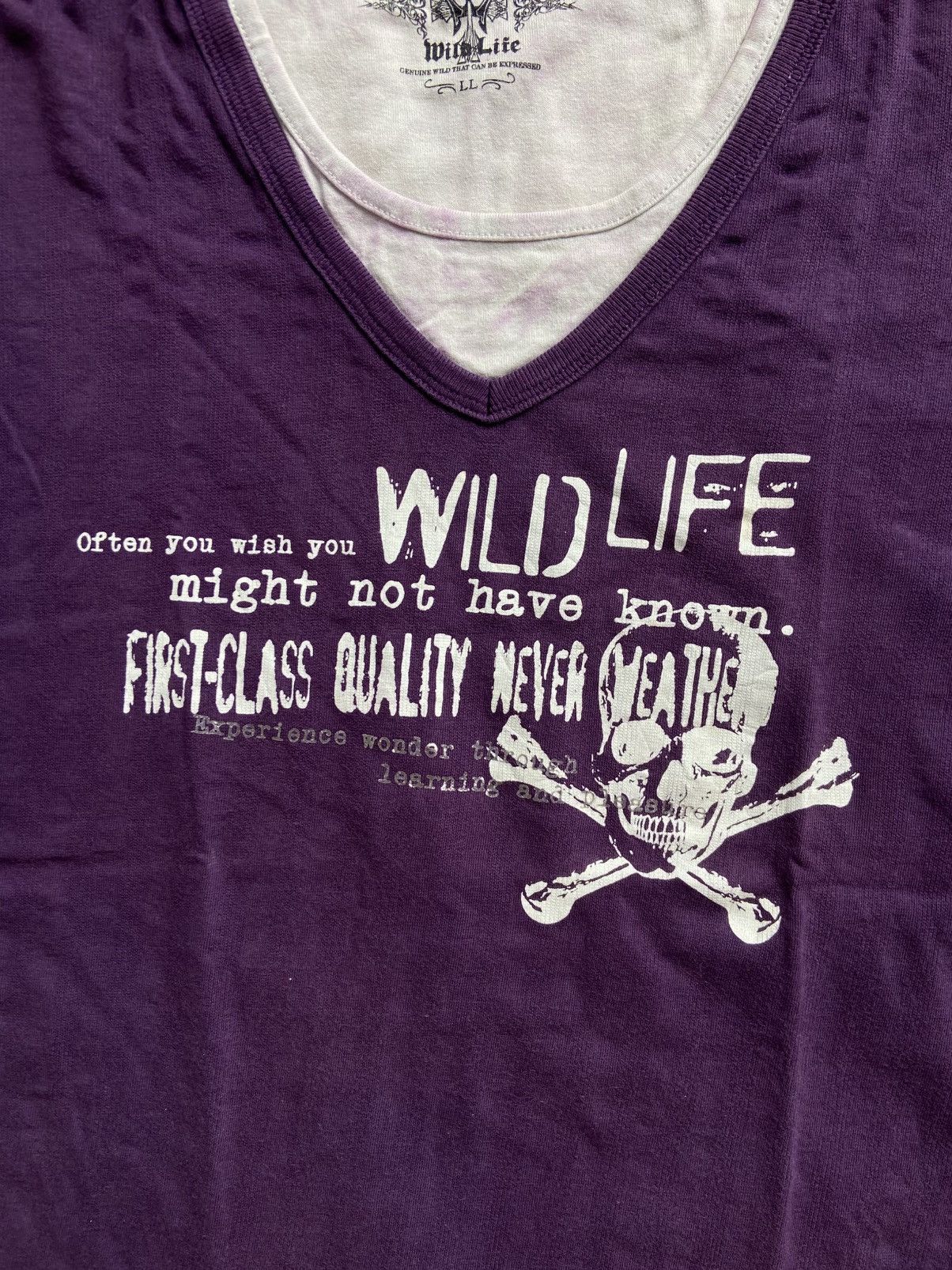 Japanese Brand Wild Life Skull Poems Y2K Double Layer Tshirt Size US L / EU 52-54 / 3 - 2 Thumbnail