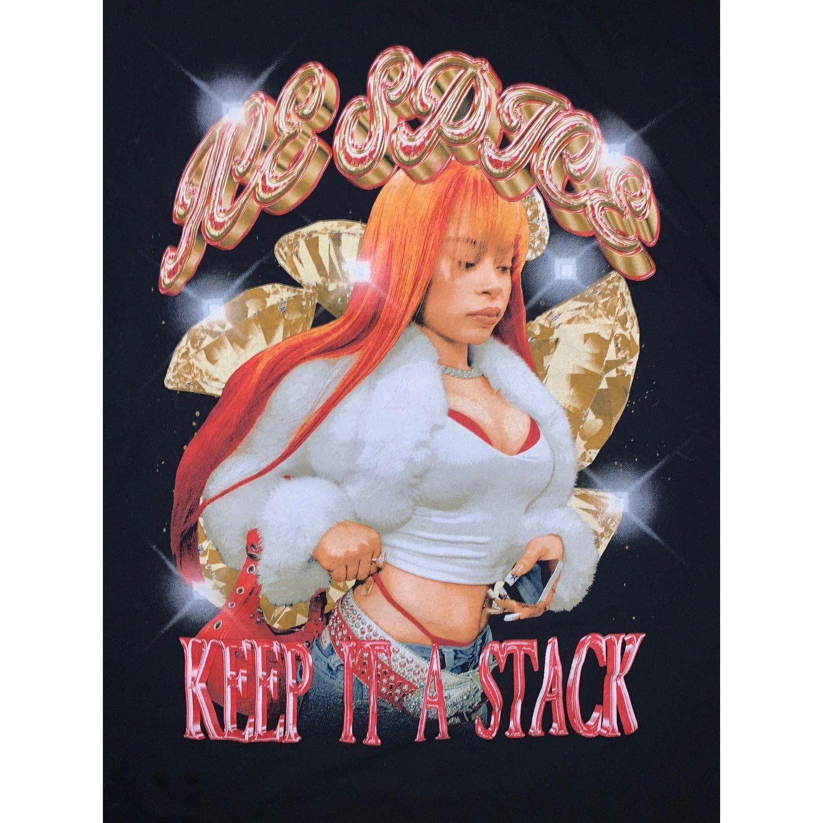 Rap Tees Ice Spice Keep It A Stack T Shirt XL Black Rap Tee Merch Size US XL / EU 56 / 4 - 1 Thumbnail