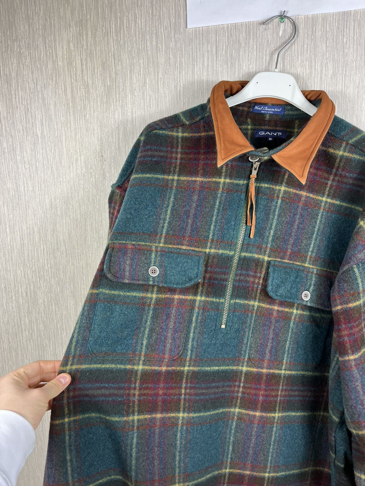 Flannel × Gant × Vintage Vintage 90s Gant plaid wool overshirt flannel checked suede Size US XL / EU 56 / 4 - 9 Thumbnail