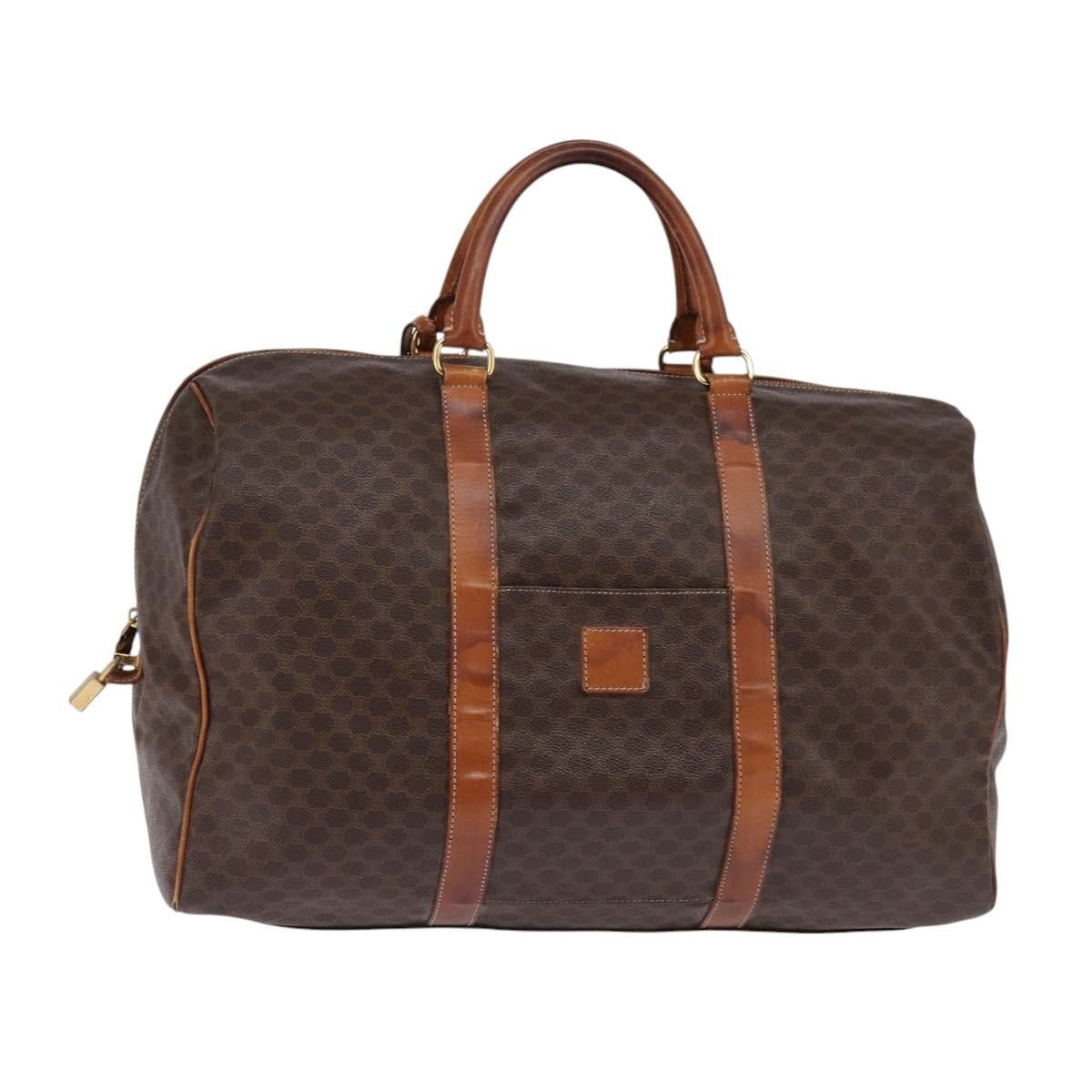 Celine CELINE Macadam Canvas Boston Bag Pvc Leather Brown Gold Size ONE SIZE - 1 Thumbnail