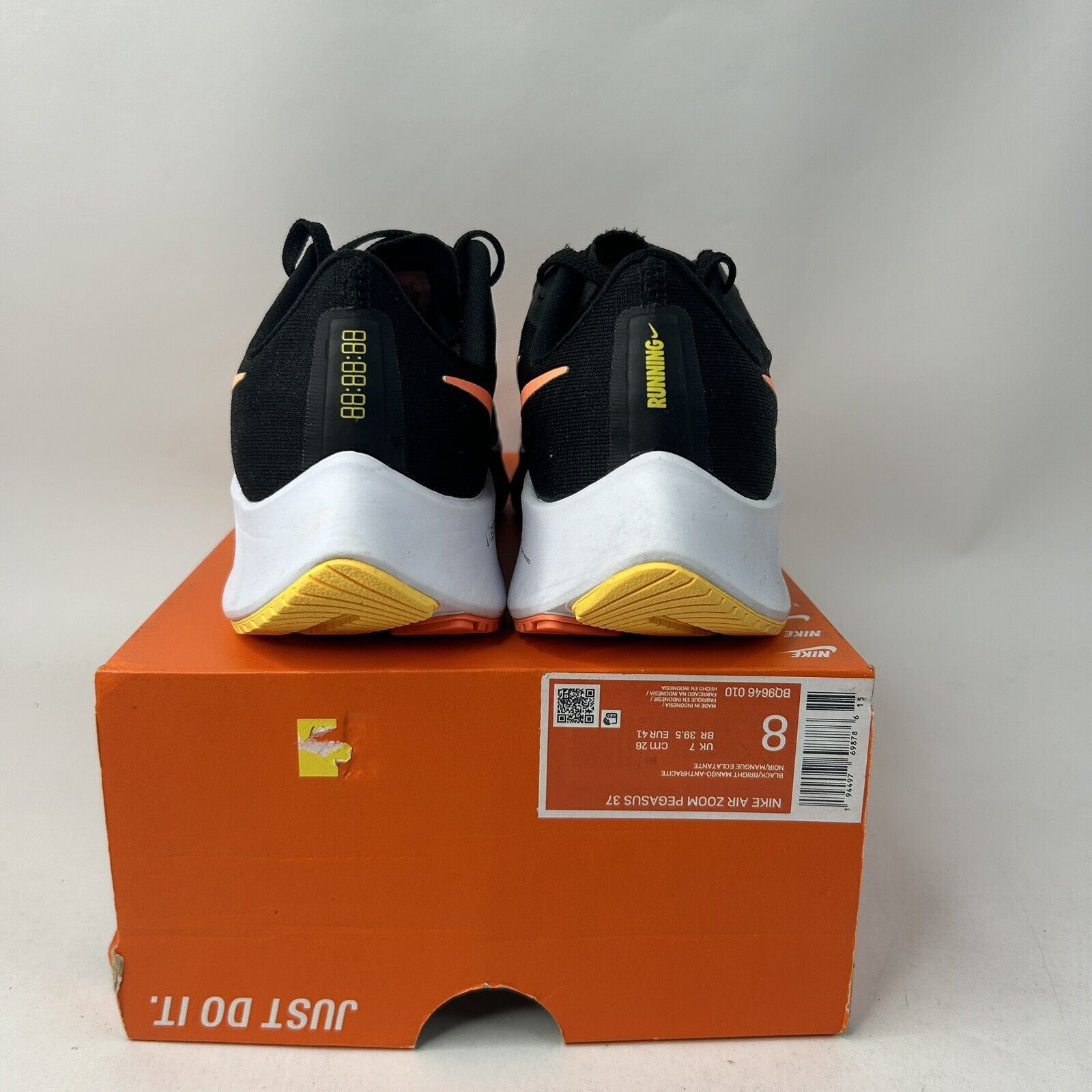 Nike Nike Air Zoom Pegasus 37 “Black Bright Mango” 2024 Size US 8 / EU 41 - 4 Thumbnail