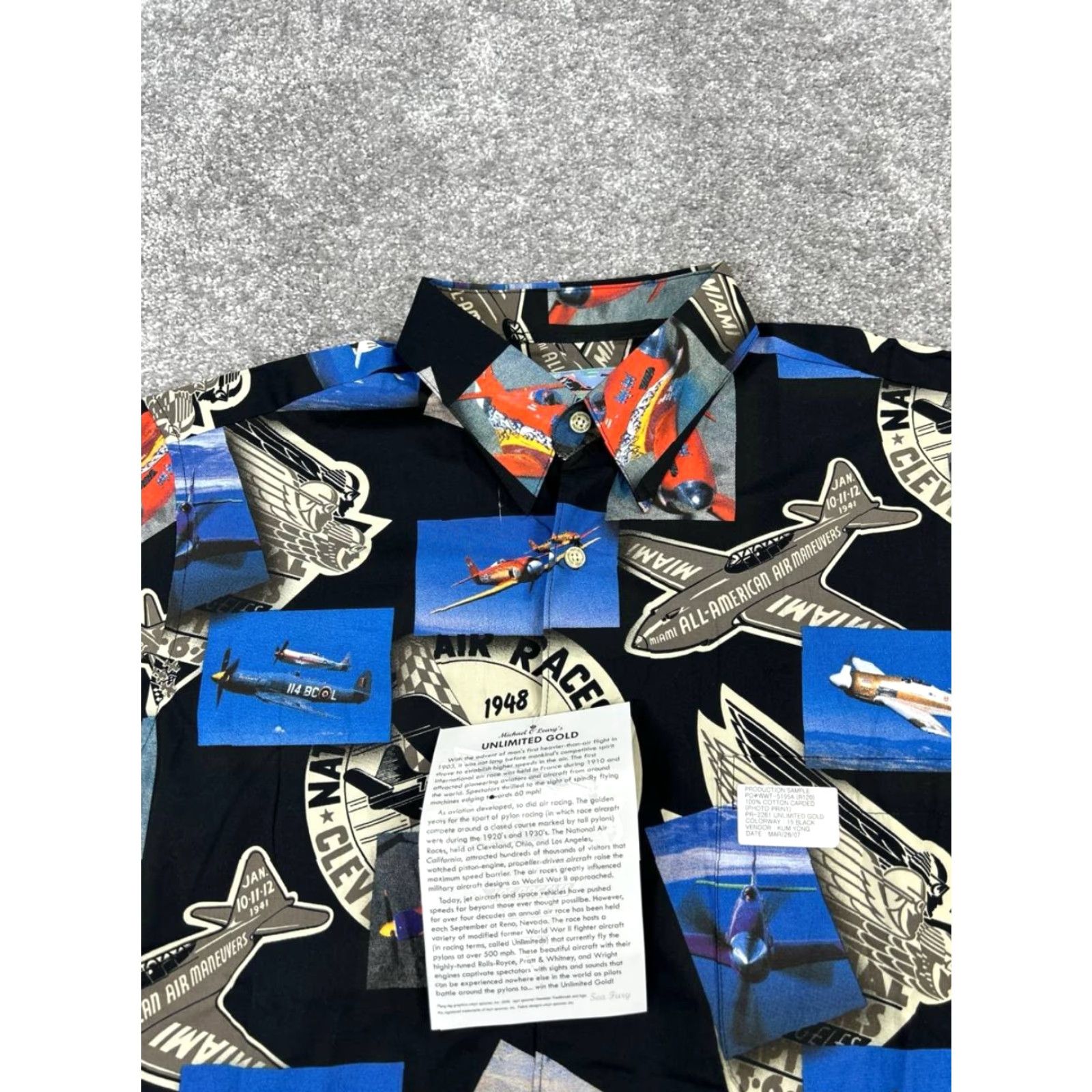 Reyn Spooner Reyn Spooner Shirt Mens Medium Black Blue Beige Airplane Cotton New Size US M / EU 48-50 / 2 - 2 Thumbnail