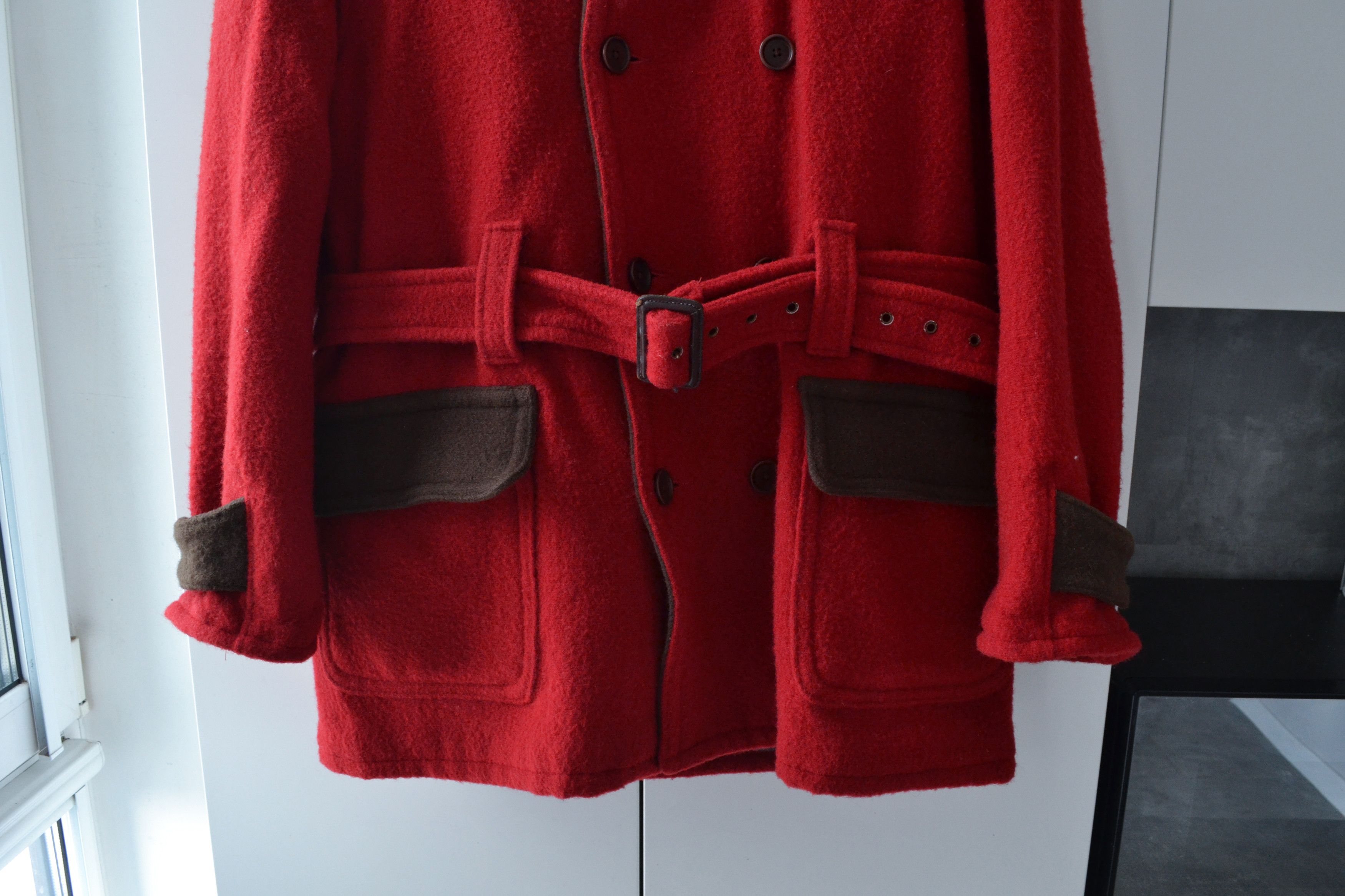 RRL Ralph Lauren DOUBLE RL Coat Heavy Jacket Peacoat Red Wool Belt XL Size US XL / EU 56 / 4 - 4 Thumbnail
