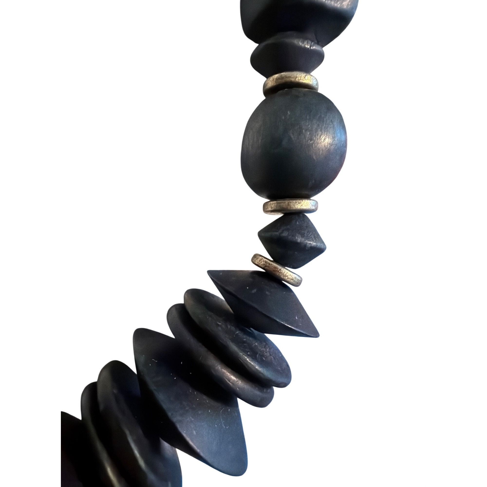 Other Vintage Navy Blue Wood Bead Necklace Hood Clasp Geometric Ch Size ONE SIZE - 2 Thumbnail