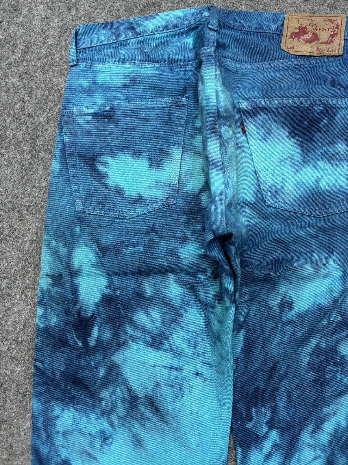 Designer 💥Vintage GO WEST Very Rare Tye Dye Sick Floral Denim F674 Size US 31 - 14 Thumbnail