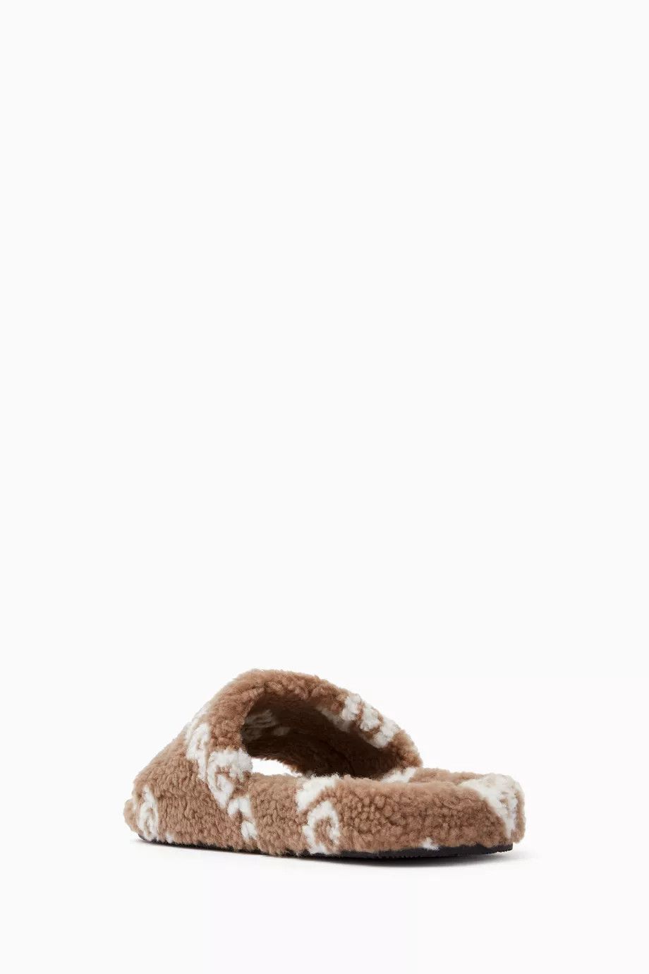 Balenciaga o1srvl11e1224 Furry Slide Sandals Allover Logo Brown/White Size US 10 / IT 40 - 3 Thumbnail